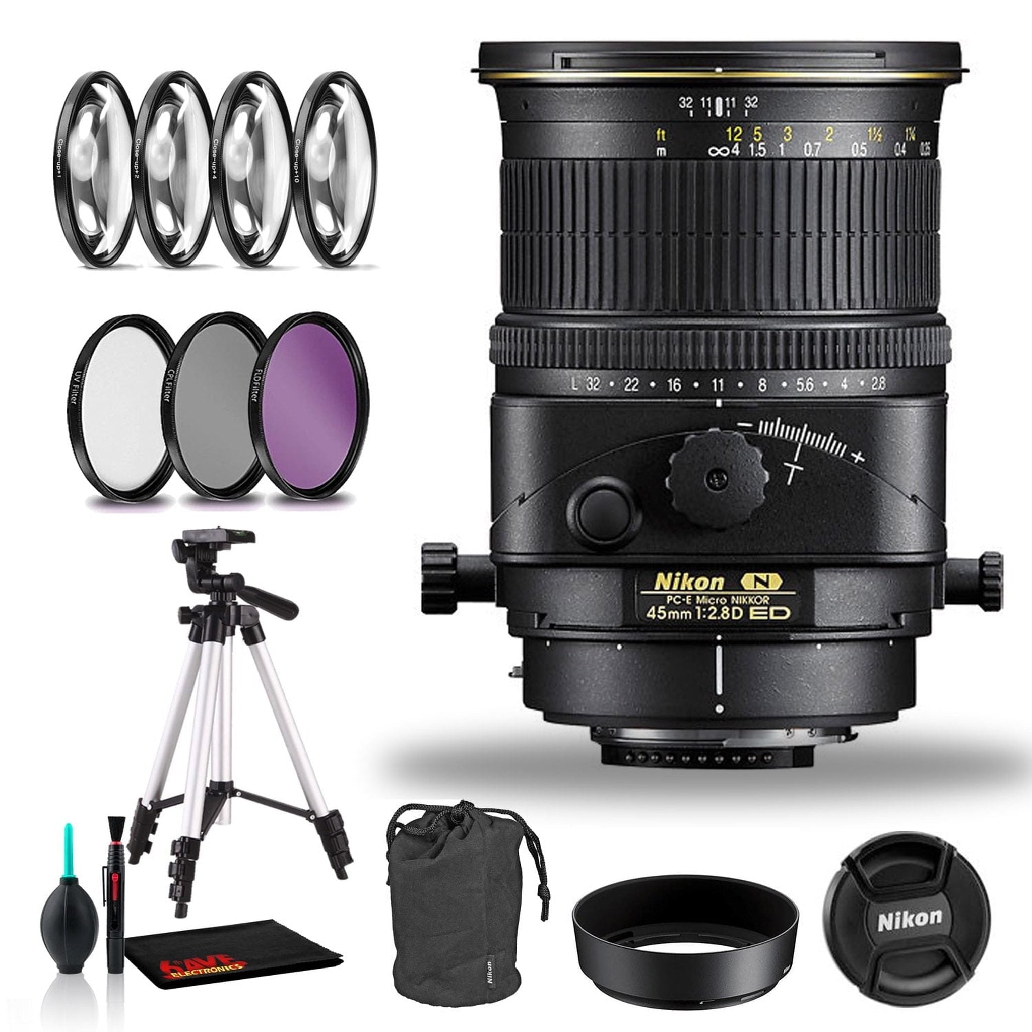 Nikon PC-E Micro-NIKKOR 45mm f/2.8D ED Tilt-Shift Lens Includes Filter Kits and Tripod Intl Model Bundle Nikon