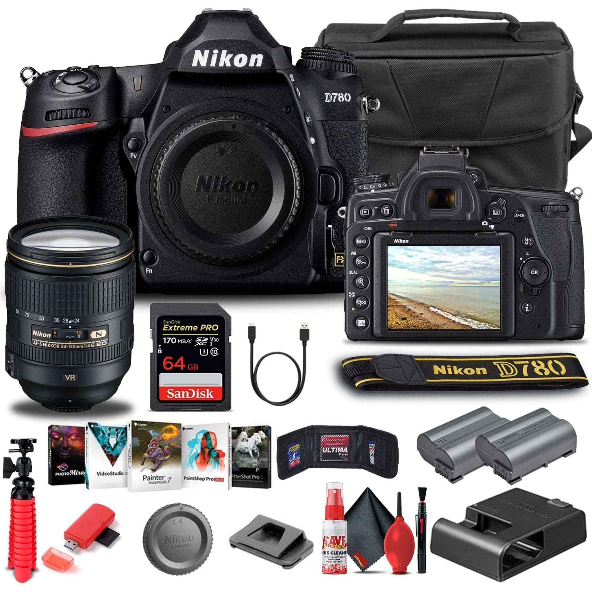 Nikon D780 DSLR Camera Body Only 1618 W/ Nikon 24-120mm Lens - Basic Bundle Nikon