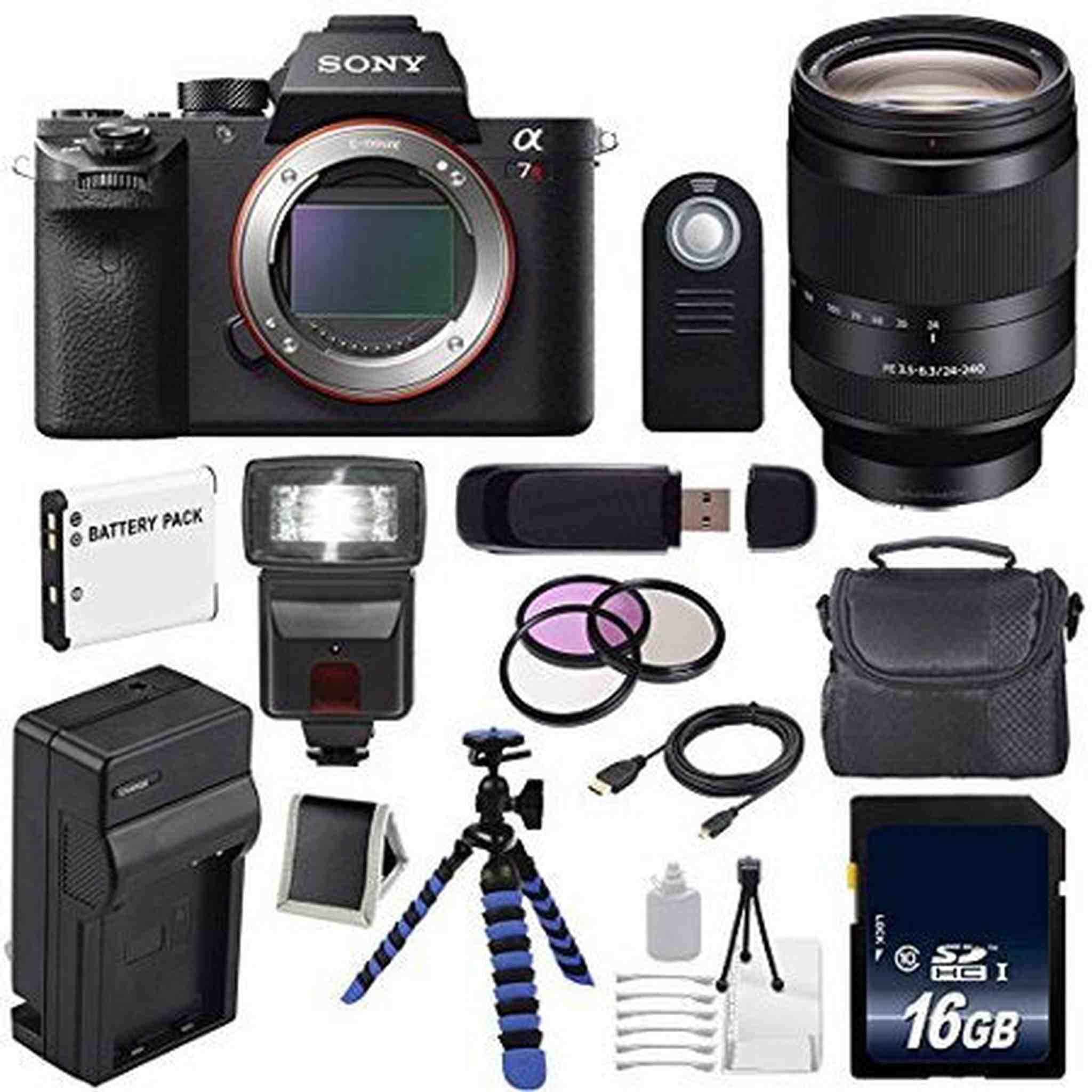 Sony Alpha a7R II Mirrorless Digital Camera International Model + Sony FE 24-240mm f/3.5-6.3 OSS Lens + 72mm 3 Piece Advanced Bundle Sony