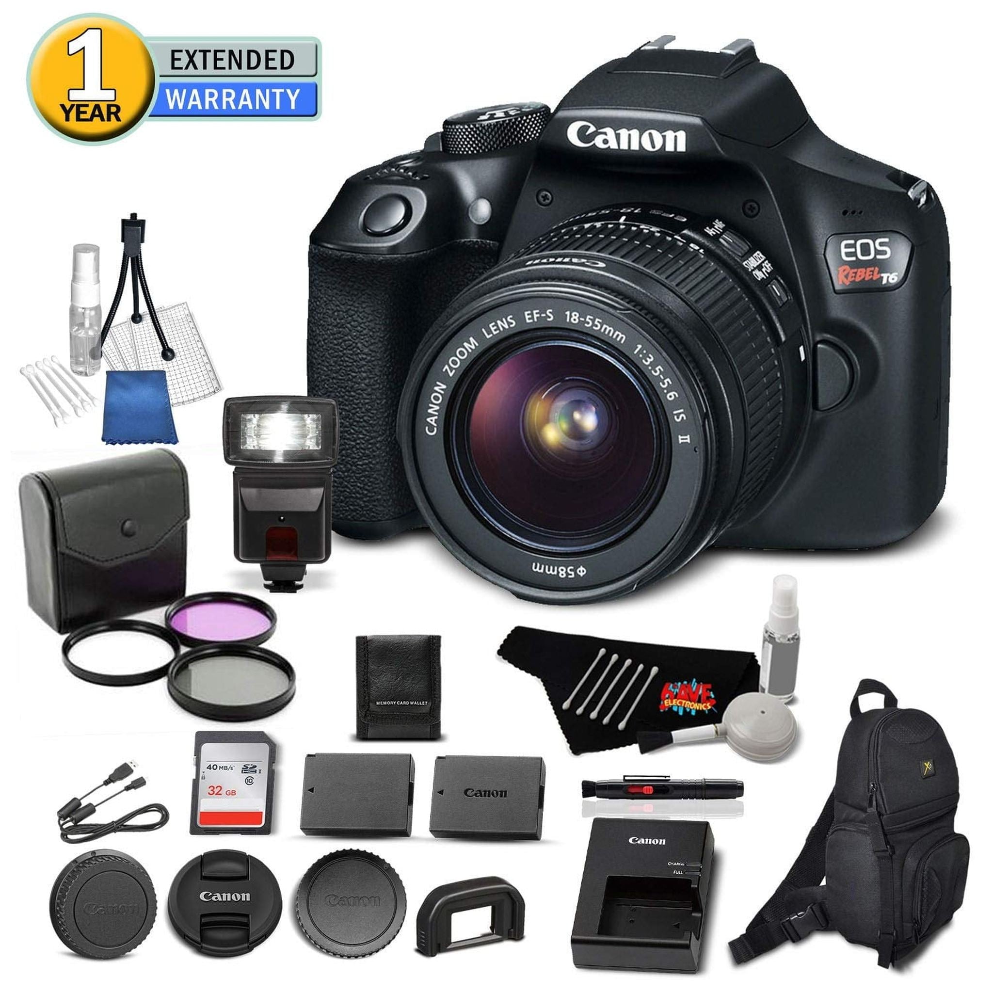 Canon EOS Rebel T6 Digital SLR Camera 1159C003 Bundle with 18-55mm f/3.5-5.6 is II Lens + EF 75-300mm f/4-5.6 III Ultimate Bundle Canon