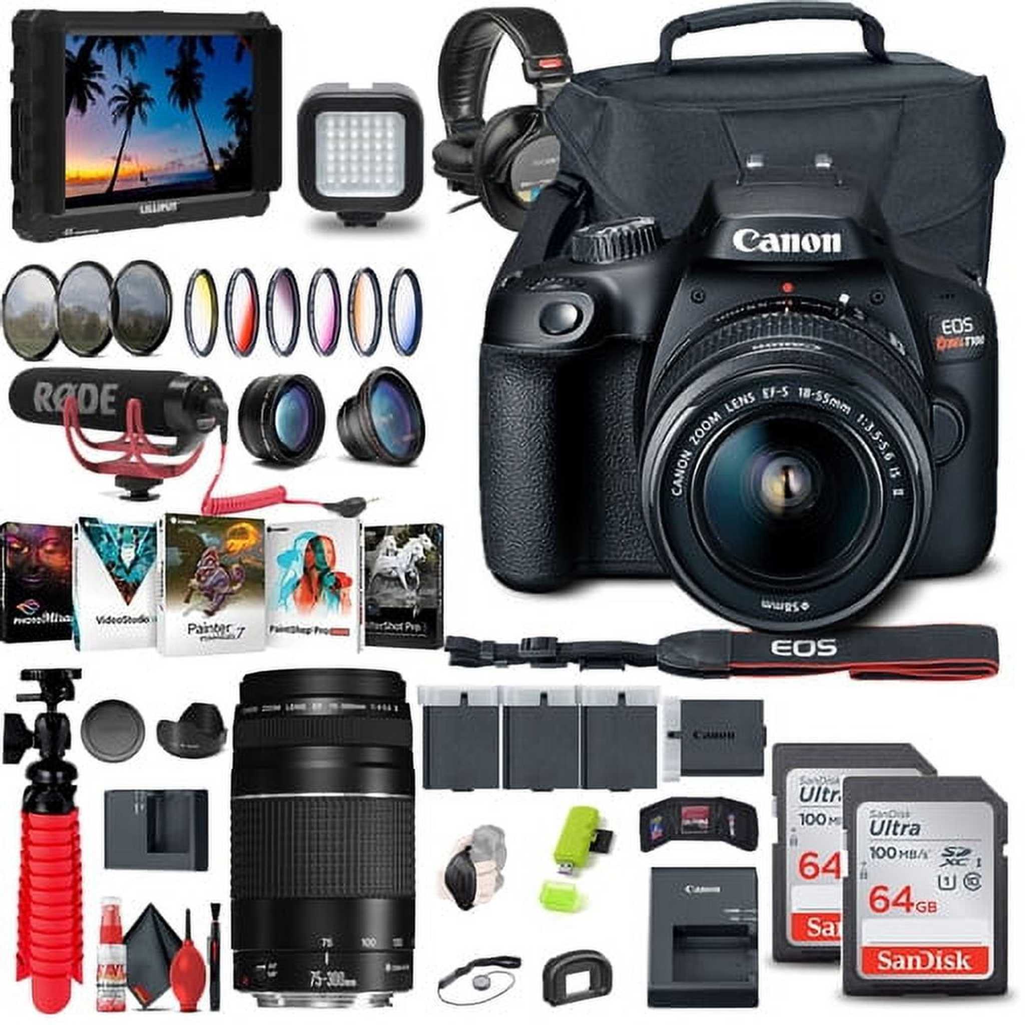 Canon EOS Rebel T100 / 4000D DSLR Camera with 18-55mm Lens + EF 75-300mm Video Bundle Canon