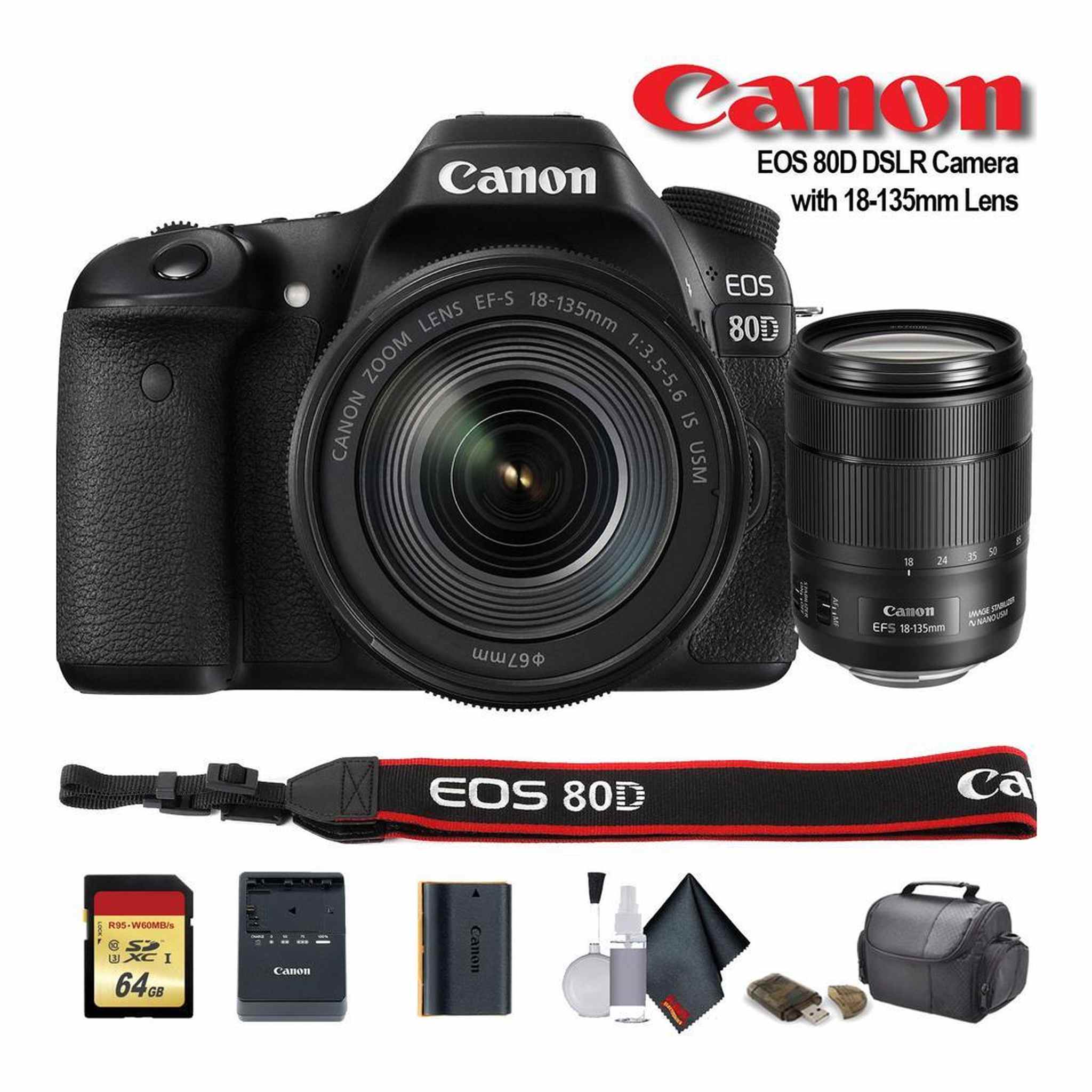 Canon EOS 80D DSLR Camera with 18-135mm Lens 1263C006 - Bundle Canon