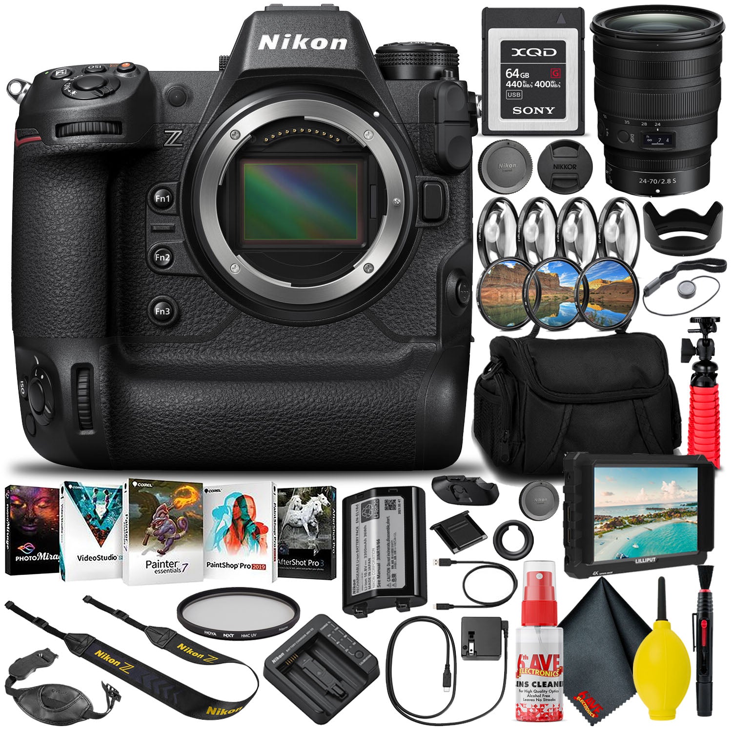 Nikon Z9 Mirrorless Camera 1669 with 24-70mm Lens + 64GB XQD Card INTL Base Bundle Nikon