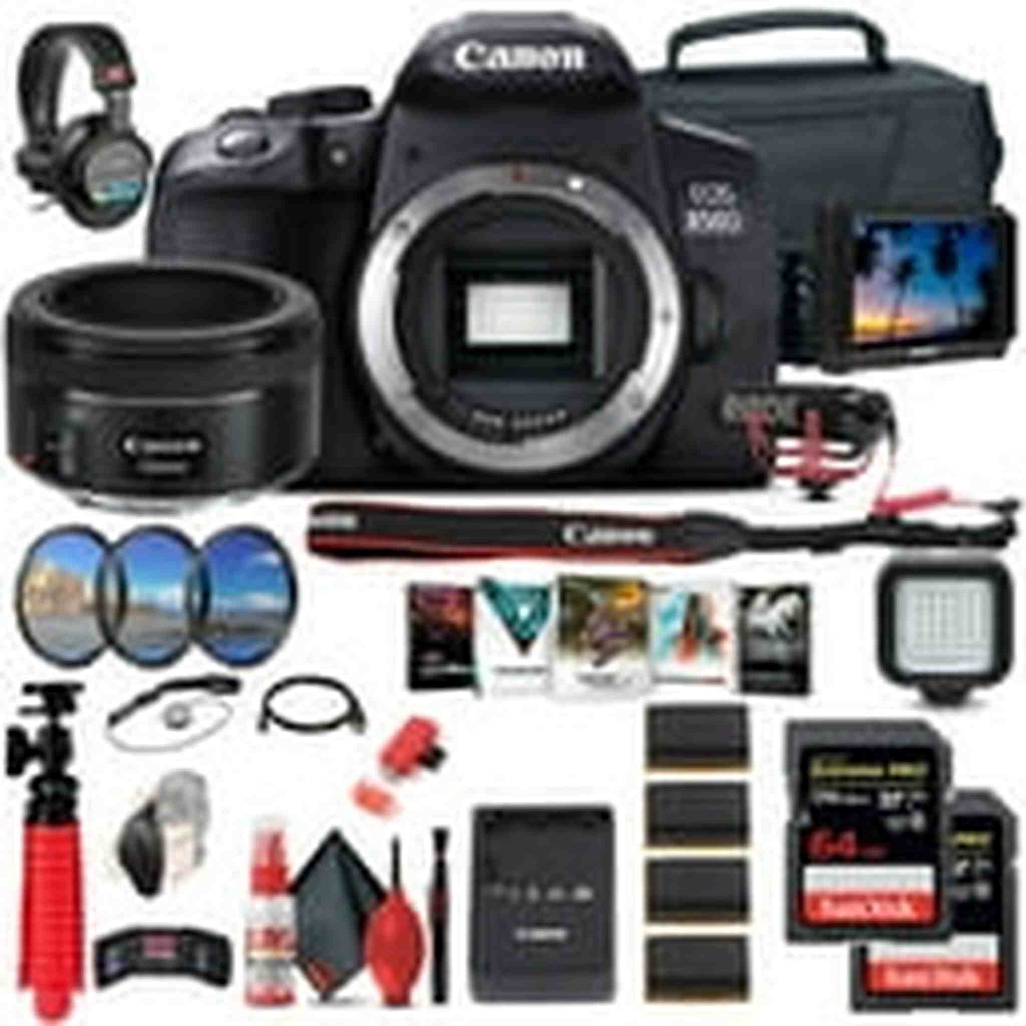 Canon EOS Rebel 850D / T8i DSLR Camera Body Only + 4K Monitor + Canon EF 50mm Canon