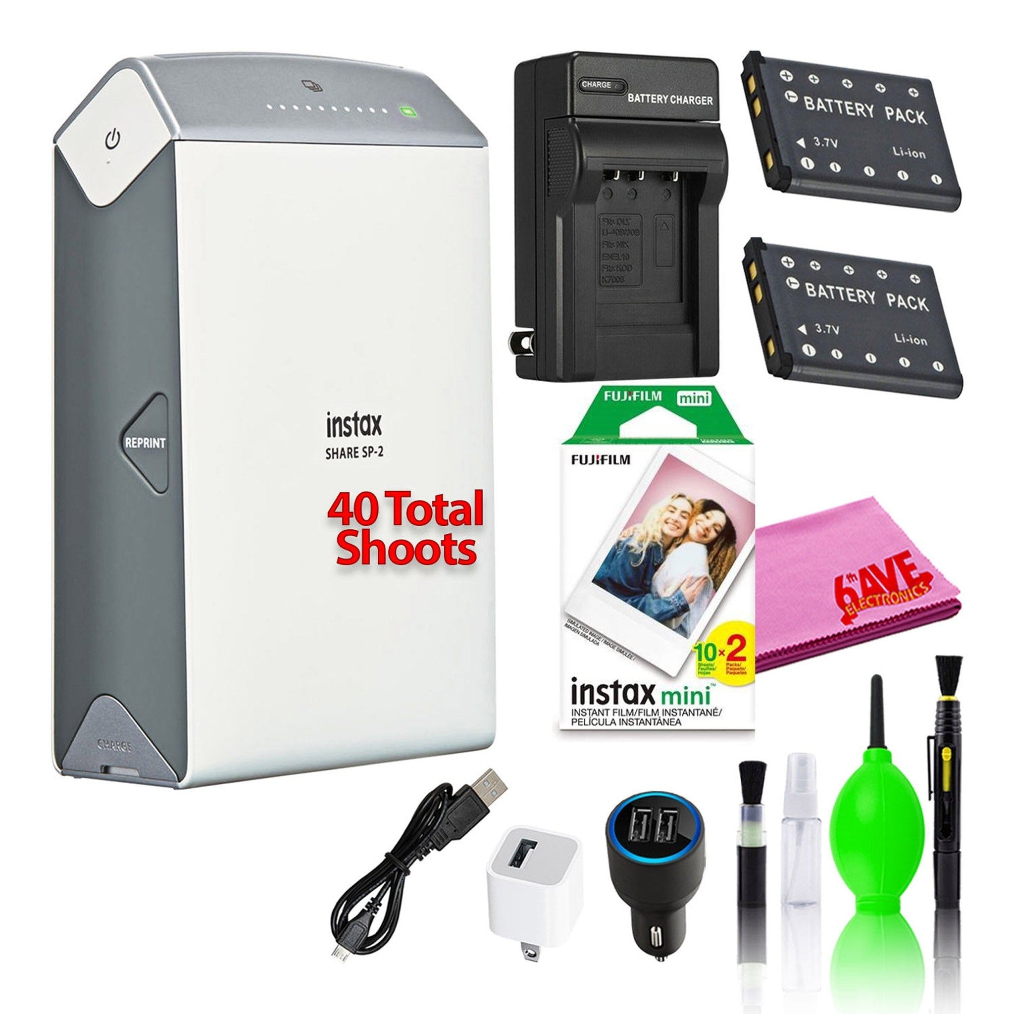 Fujifilm Instax Share SP-2 Smartphone Printer with 40 Films + Battery Fujifilm