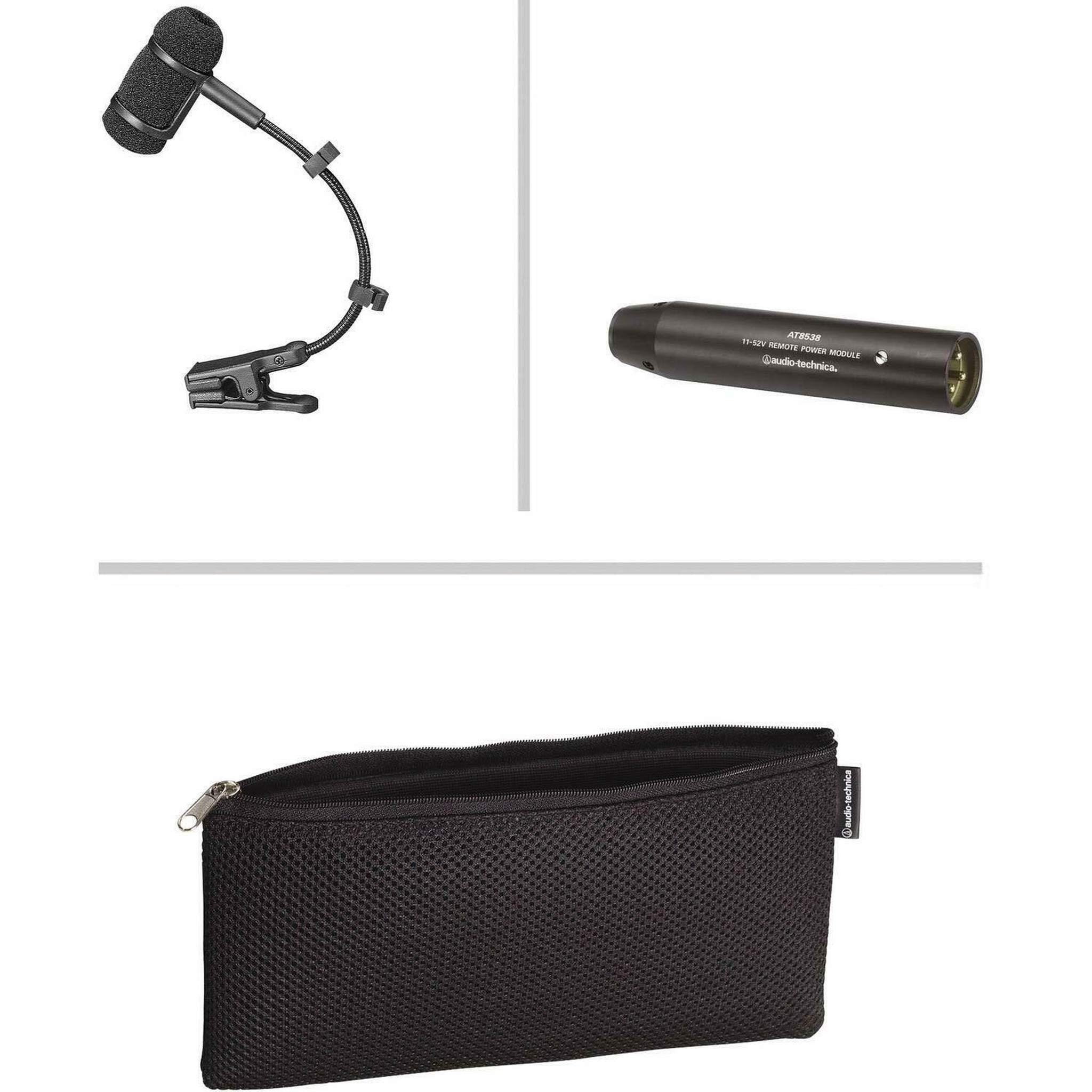 Audio-Technica PRO 35 Cardioid Condenser Clip-on Instrument Microphone with 10-Foot XLR Cable, Carrying Case, 6Ave Clean