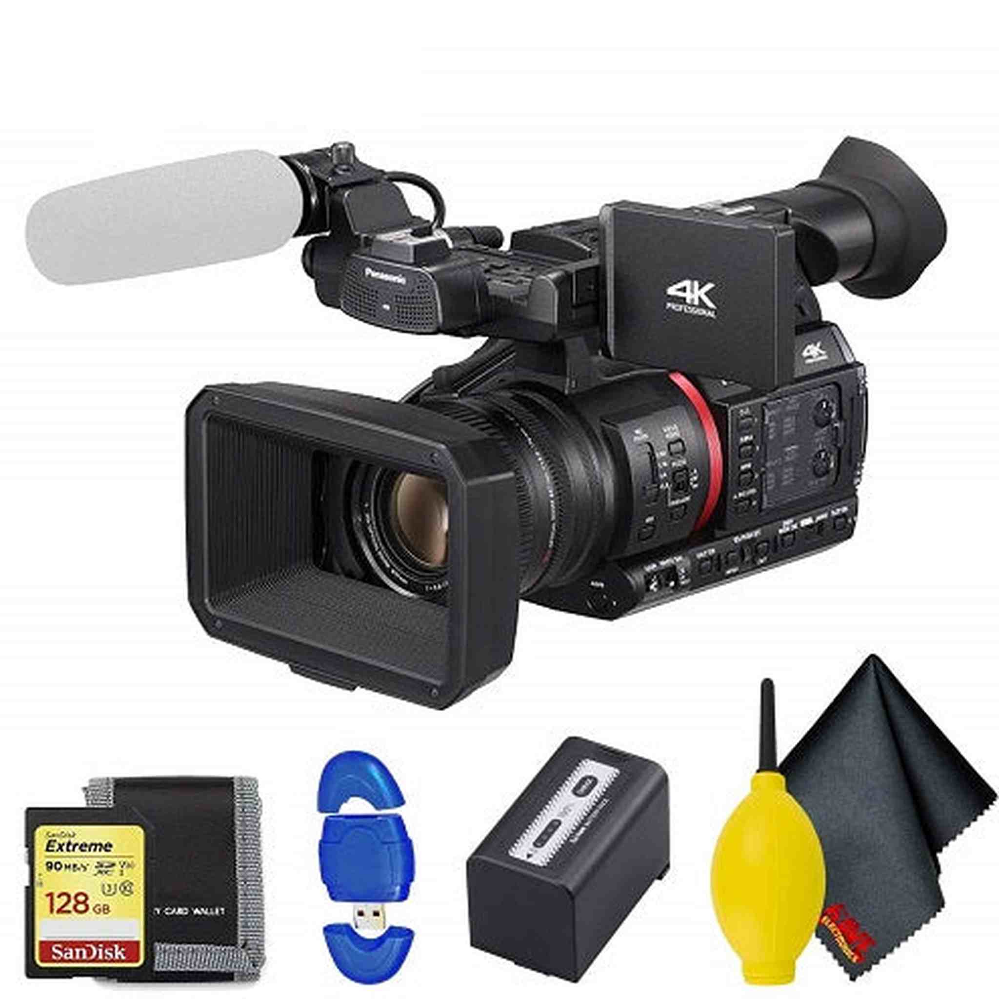 Panasonic AG-CX350 4K Camcorder Accessory Bundle with Cleaning Kit and Memory Card Kit Panasonic