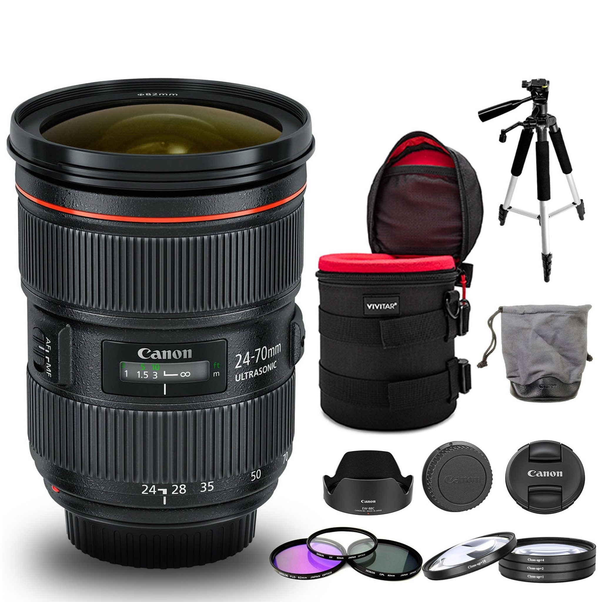 Canon EF 5175B002 24-70mm f/2.8 L II USM Lens - Black Bundle Canon