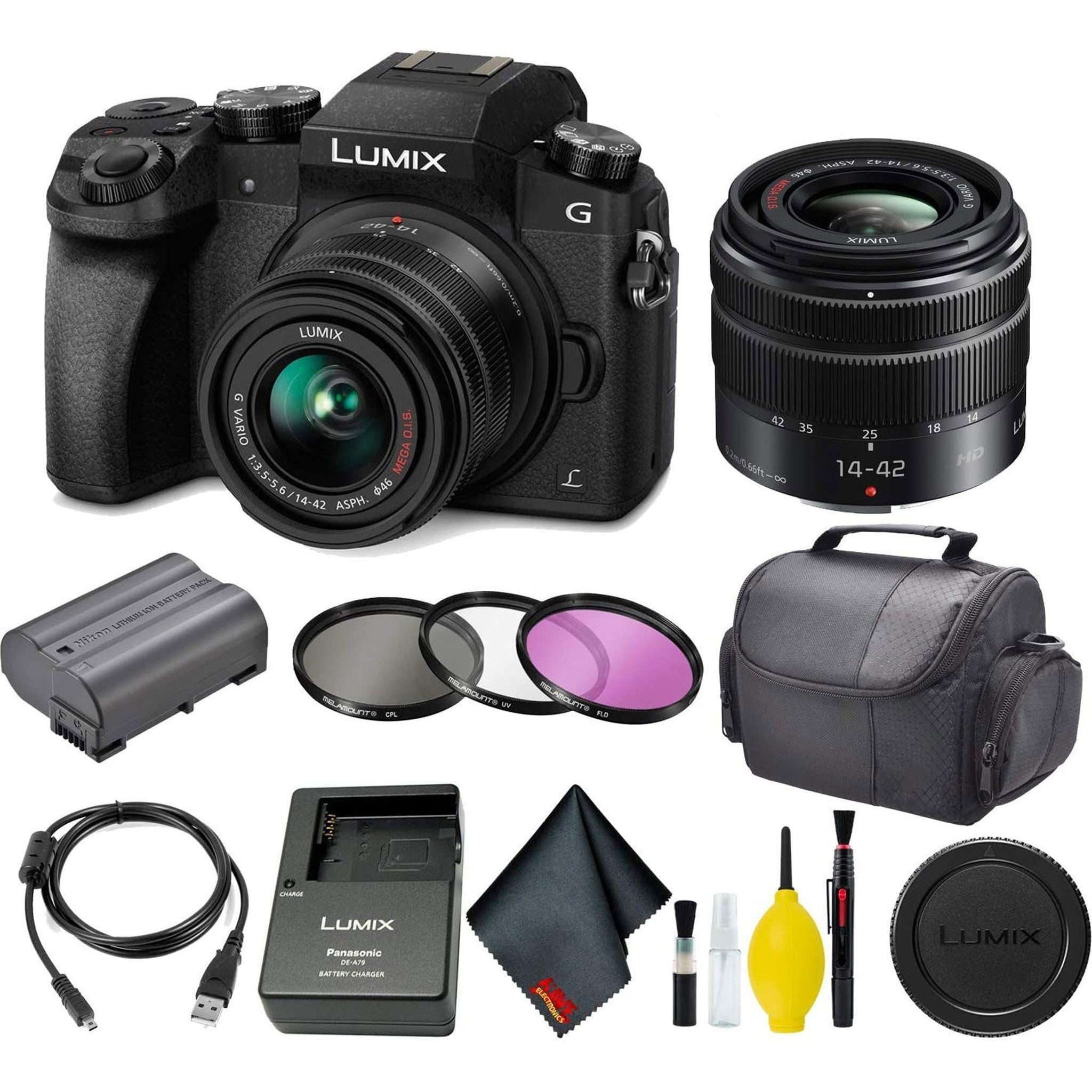 Panasonic Lumix DMC-G7 Mirrorless Micro Four Thirds Digital Camera with 14-42mm Lens Standard Bundle Panasonic