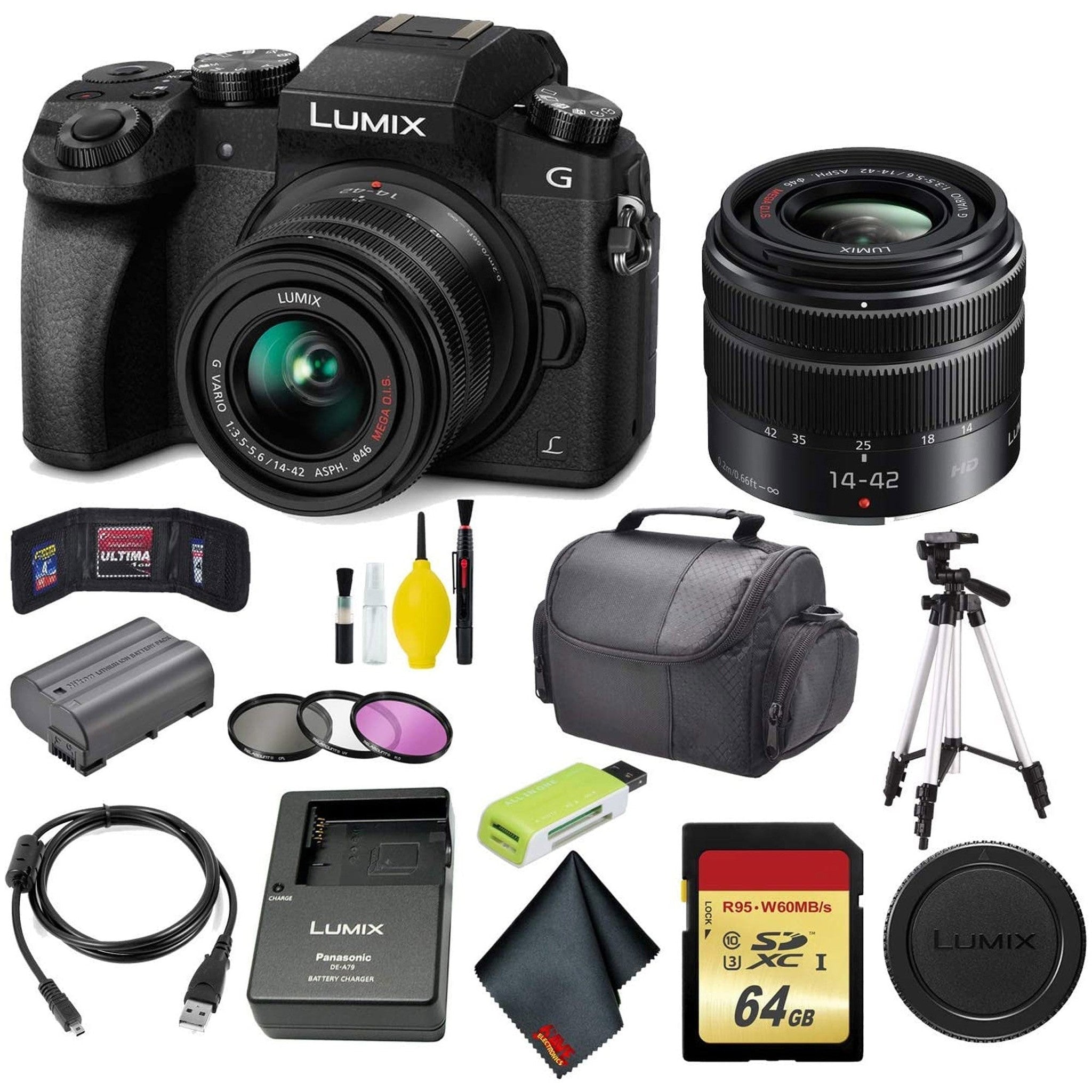 Panasonic Lumix DMC-G7 Mirrorless Micro Four Thirds Digital Camera with 14-42mm Lens Master Bundle Panasonic