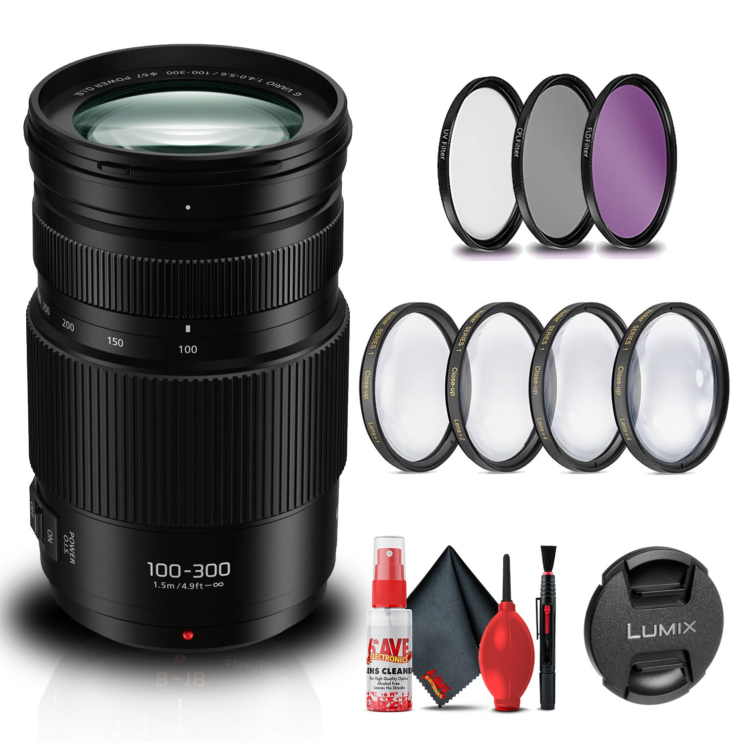 Panasonic Lumix G Vario 100-300mm f4-5.6 Lens Bundle with 67mm Filter Kits Panasonic