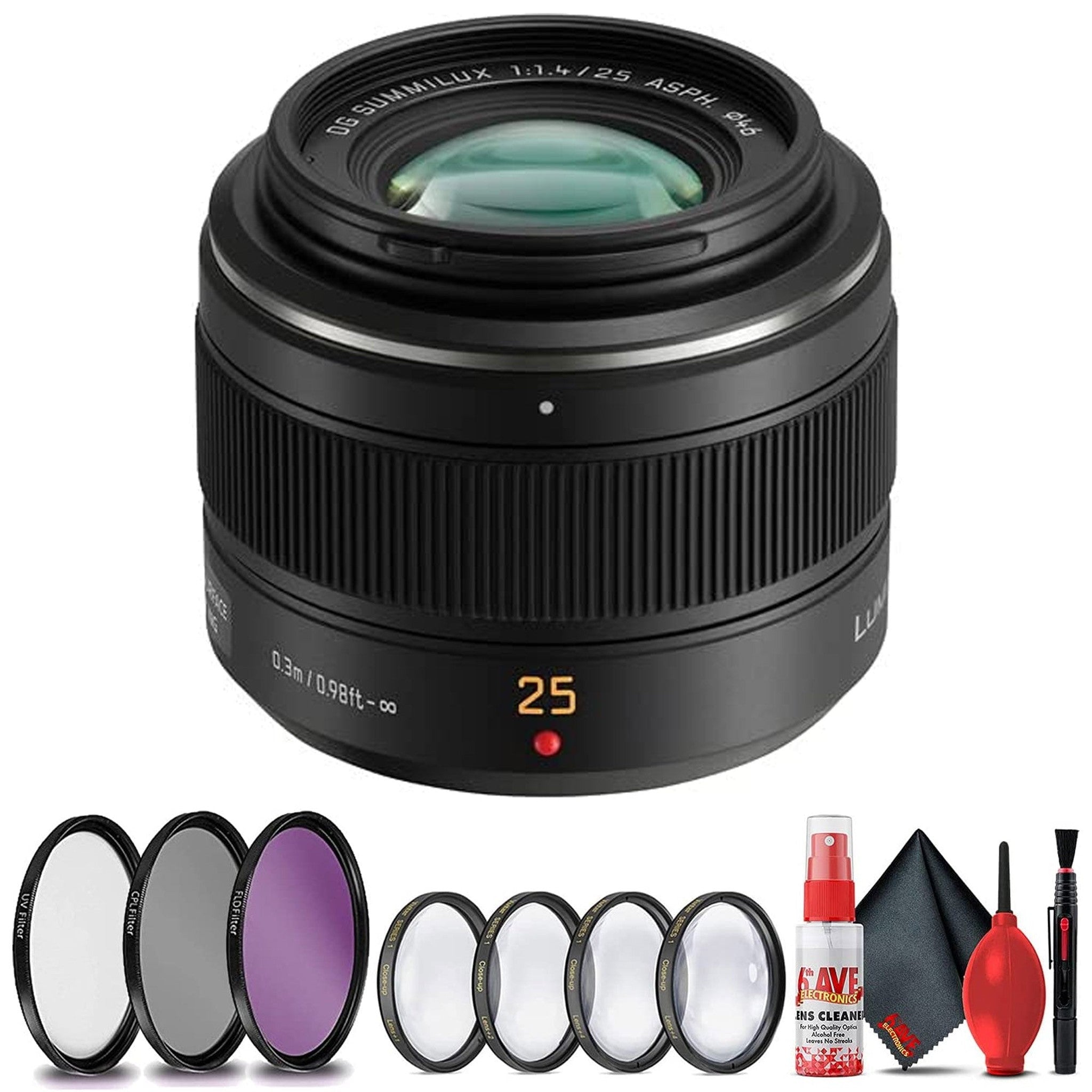 Panasonic Leica DG Summilux 25mm f1.4 Lens Bundle with 46mm Filter Kits Panasonic