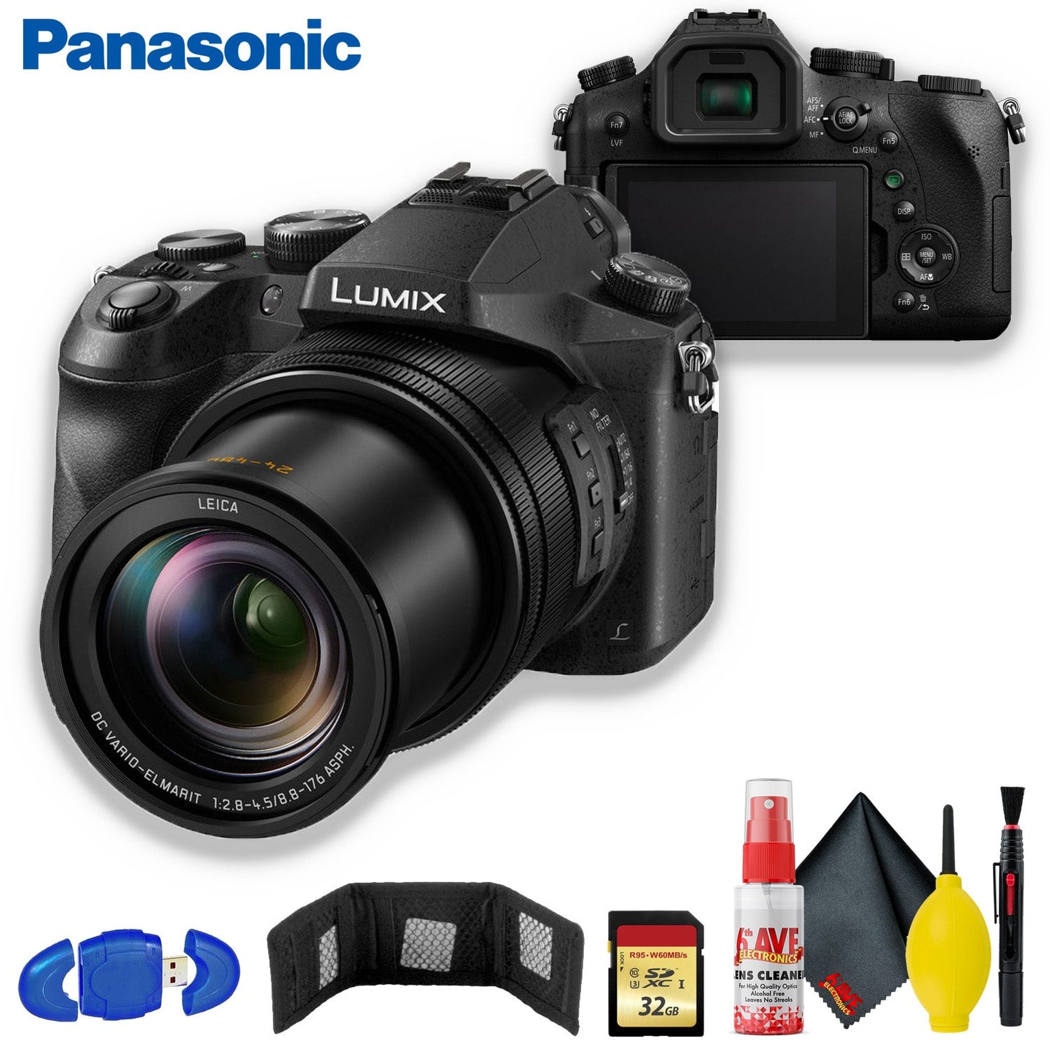 Panasonic Lumix DMC-FZ2500 Digital Camera with Memory Kit Starter Bundle Panasonic