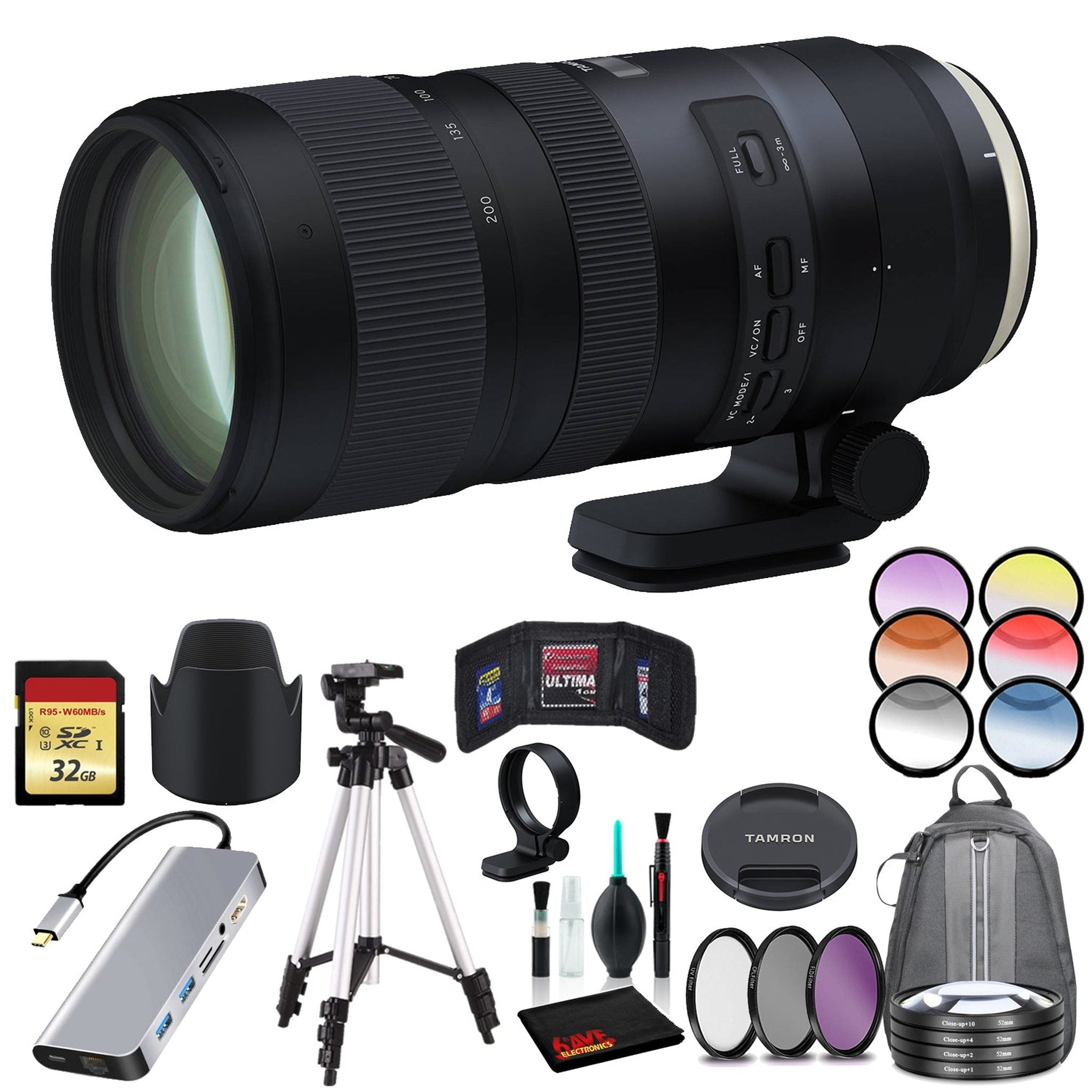 Tamron SP 70-200mm f/2.8 Di VC USD G2 Lens for Canon EF Includes Cleaning Kit, Memory Kit, Tripod, and Filter Bundle Tamron