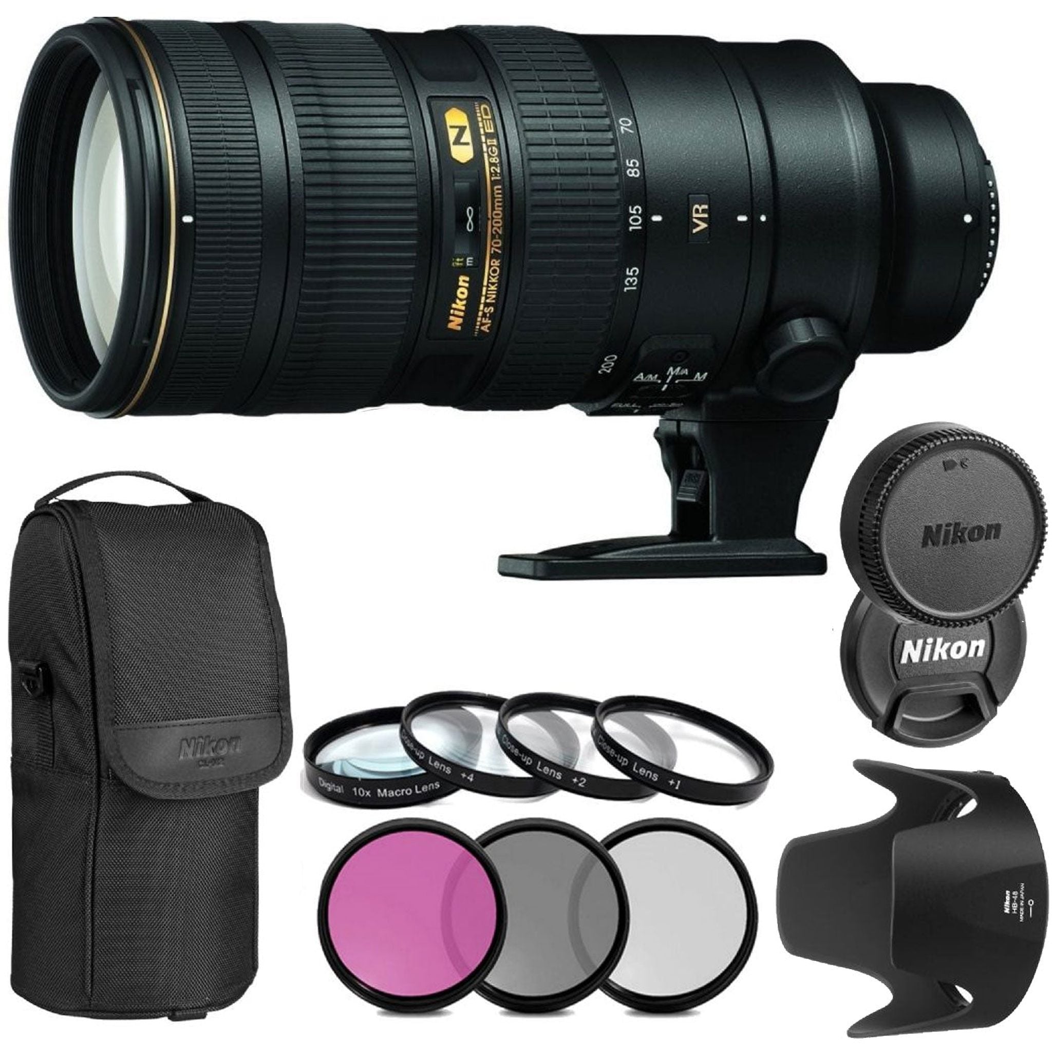 Nikon 70-200mm f/2.8G ED VR II Nikkor Lens + Amazing Accessory Kit Special International Model Bundle Nikon