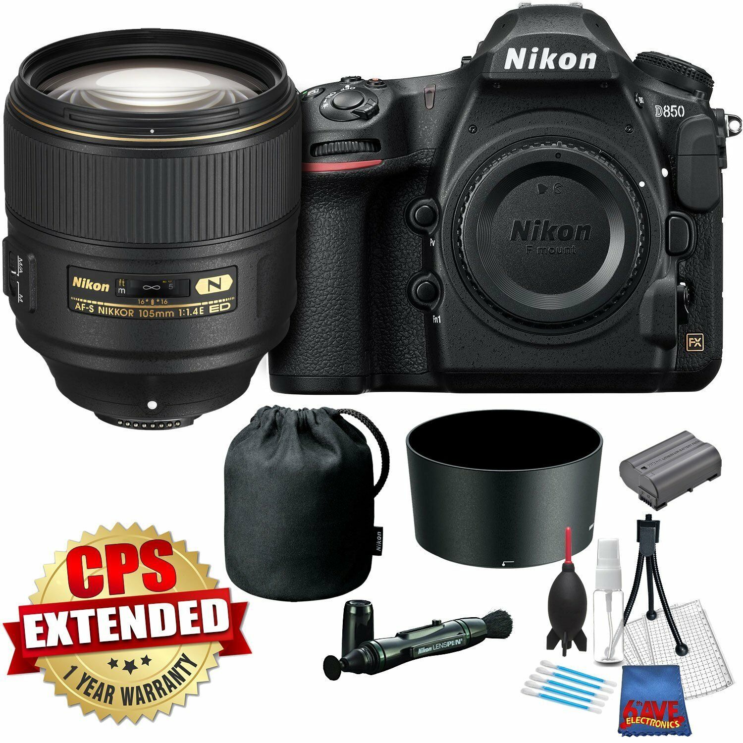 Nikon D850 FX-format Digital SLR Camera Body w/Nikon AF-S 105mm Lens Bundle Nikon