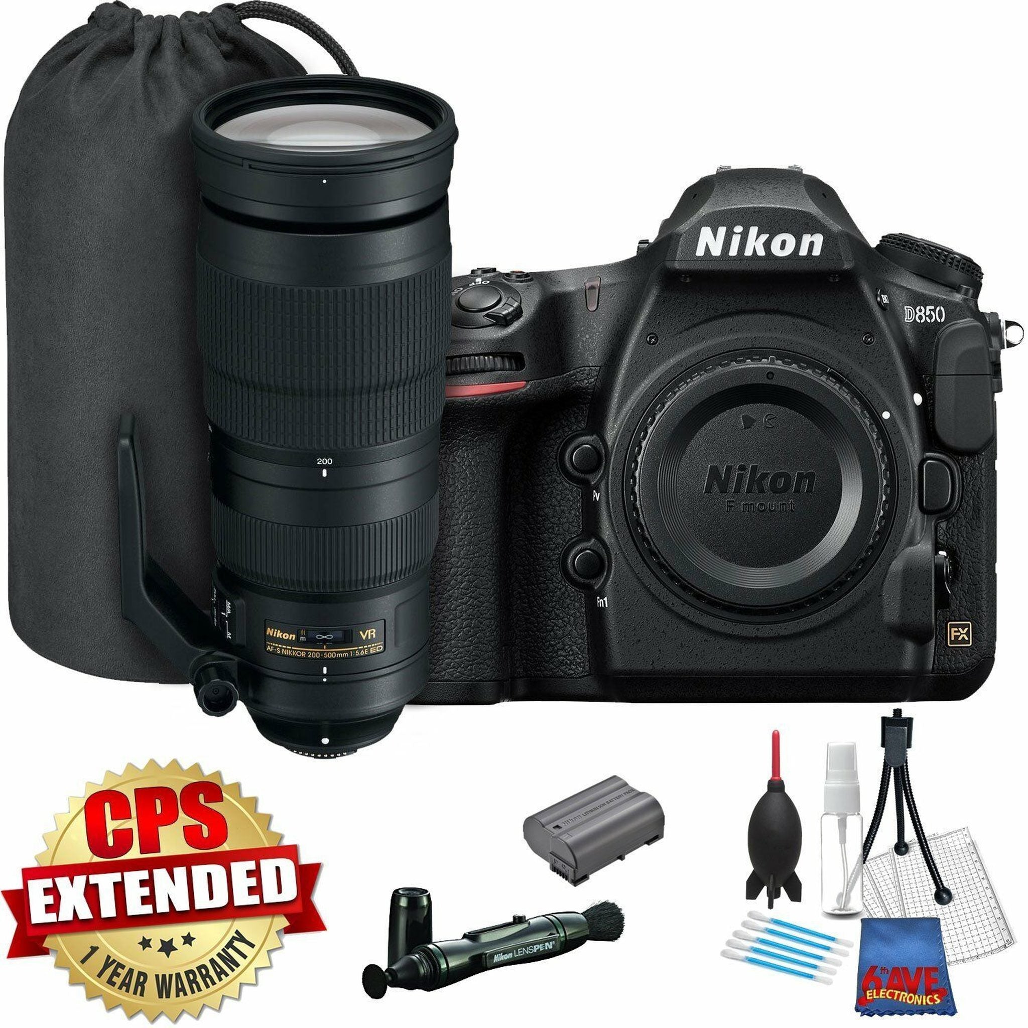 Nikon D850 FX-format Digital SLR Camera Body w/Nikon AF-S 200-500mm Lens Bundle Nikon