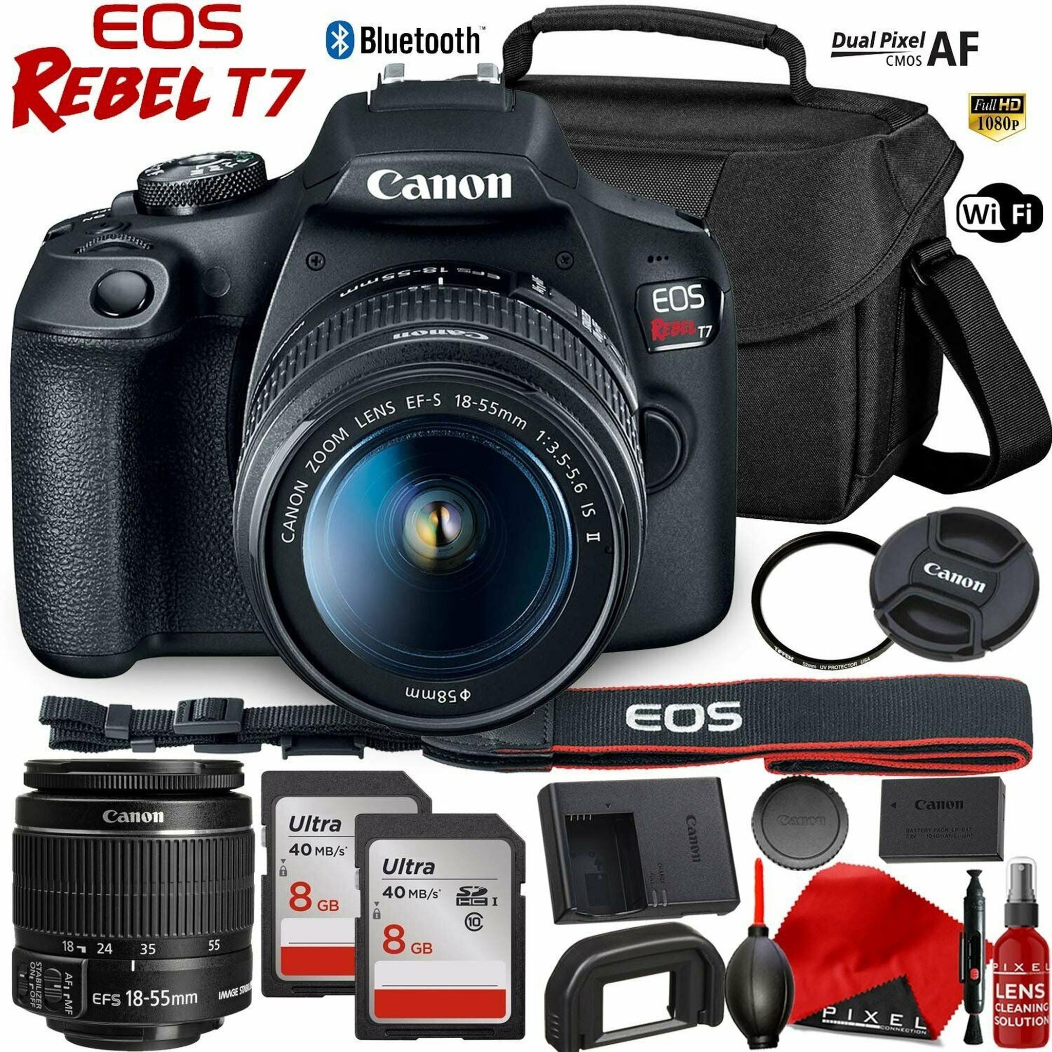 Canon EOS Rebel T7 DSLR Camera with 18-55mm Lens Deluxe Bundle Canon