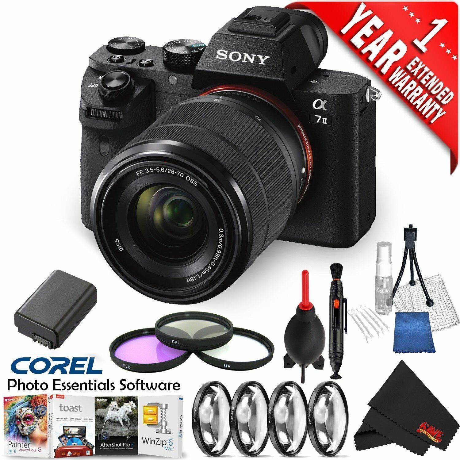 Sony Alpha a7 II Mirrorless Digital Camera International Version with FE 28-70mm f/3.5-5.6 OSS Lens + 1 Year Extended Wa Sony