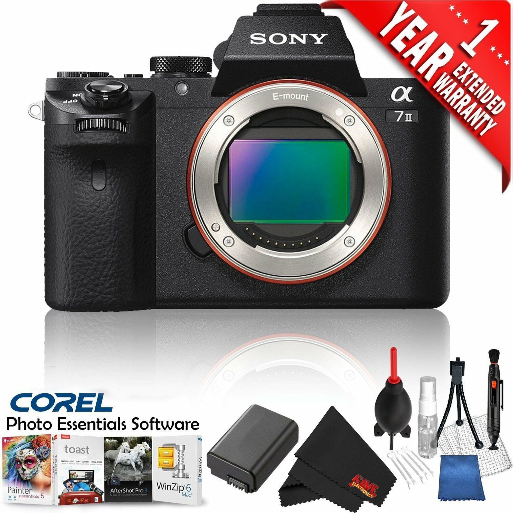 Sony Alpha a7 II Mirrorless Digital Camera International Version with Mac Essentials Software + 1 Year Extended Warranty Sony