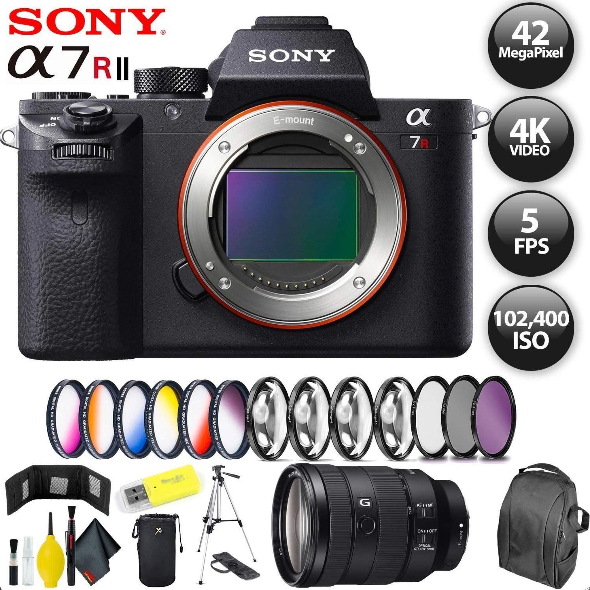 Sony Alpha a7R II Mirrorless Digital Camera + 128GB Memory Card + Sony FE 24-105mm Lens Sony