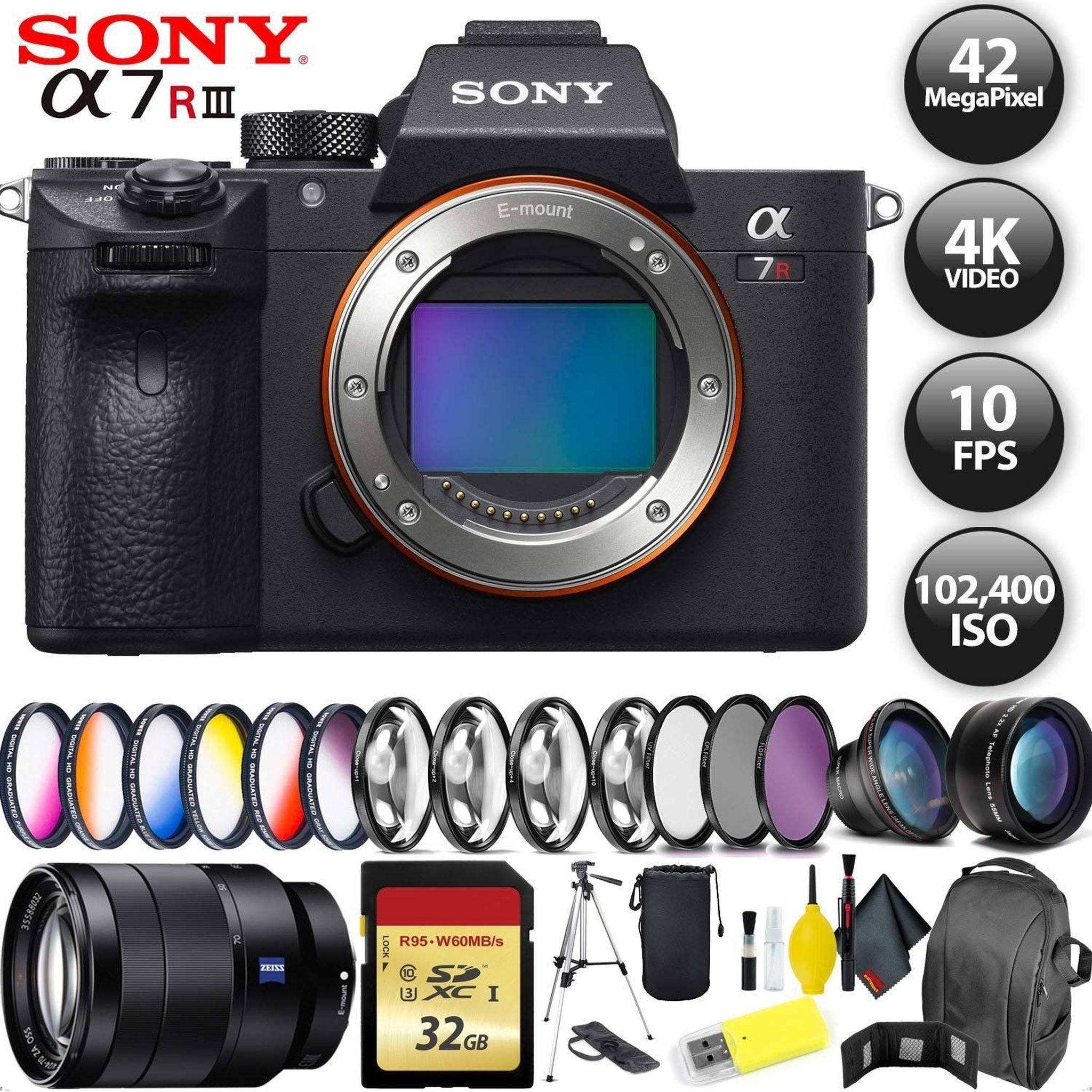 Sony Alpha a7R III Mirrorless Digital Camera + 64GB Memory Card + Sony FE 70-200mm Lens Sony