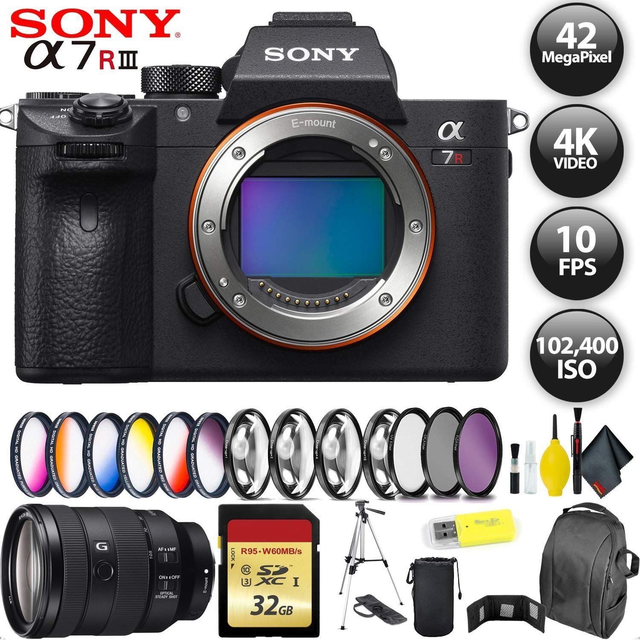 Sony Alpha a7R III Mirrorless Digital Camera + 64GB Memory Card + Sony FE 24-105mm Lens Sony