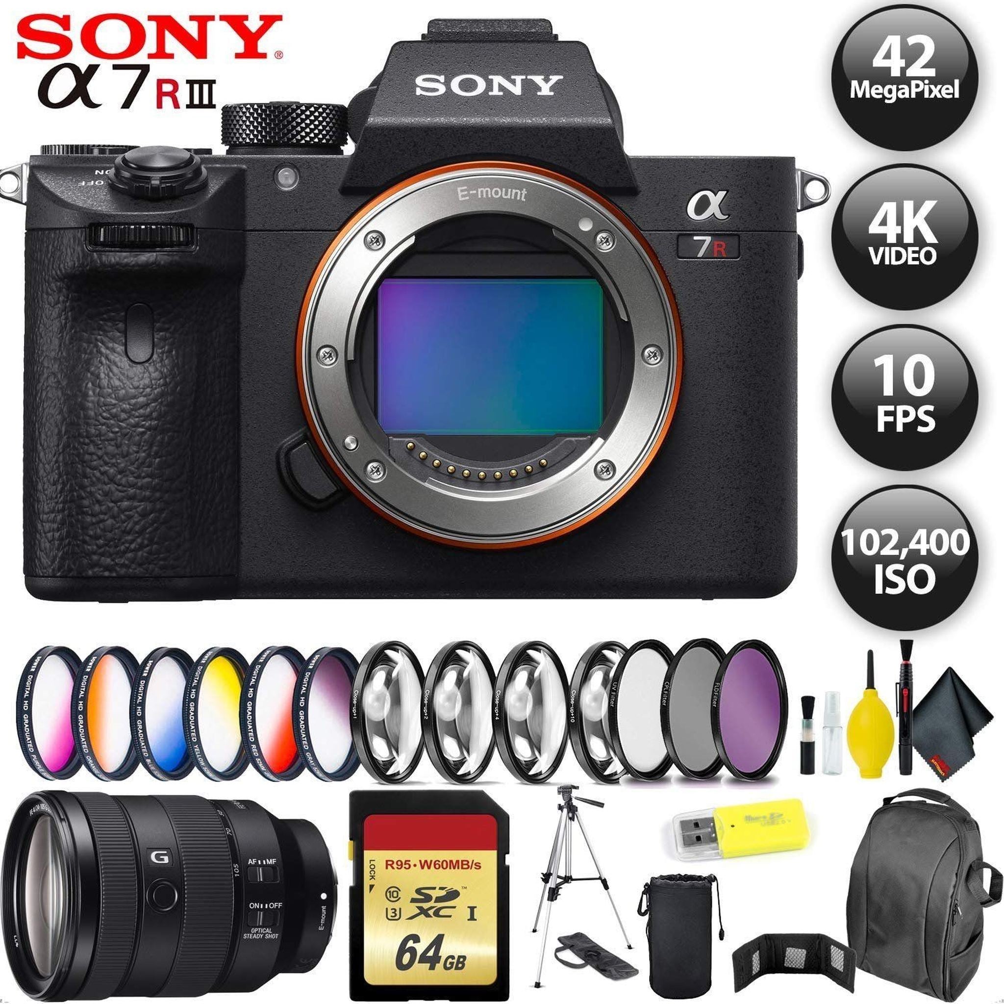 Sony Alpha a7R III Mirrorless Digital Camera + 128GB Memory Card + Sony FE 24-105mm Lens Sony