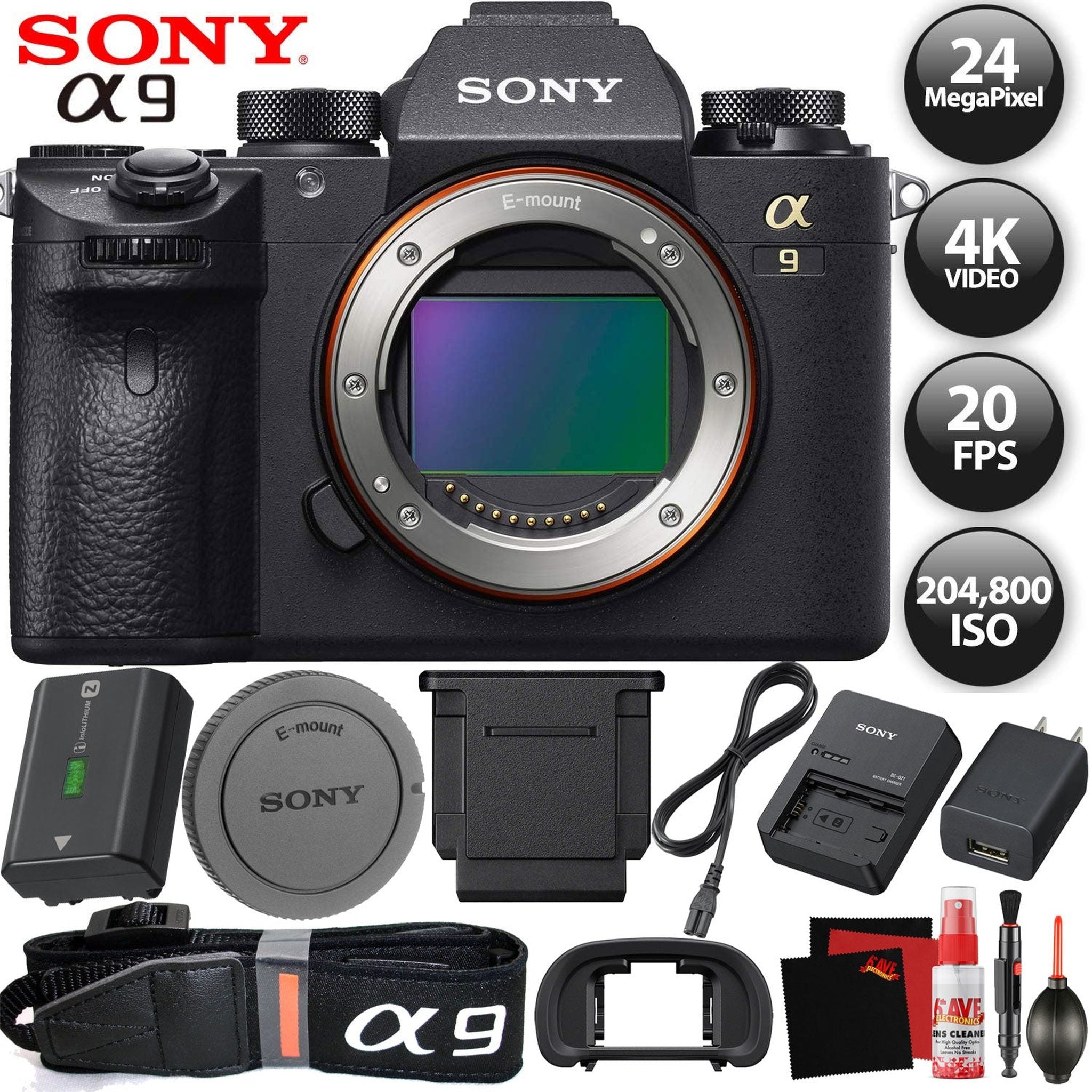 Sony Alpha a9 Mirrorless Digital Camera International Model - 4k Video - 20FPS Shooting - 24.2 Megapixels - Starter Bundle Sony