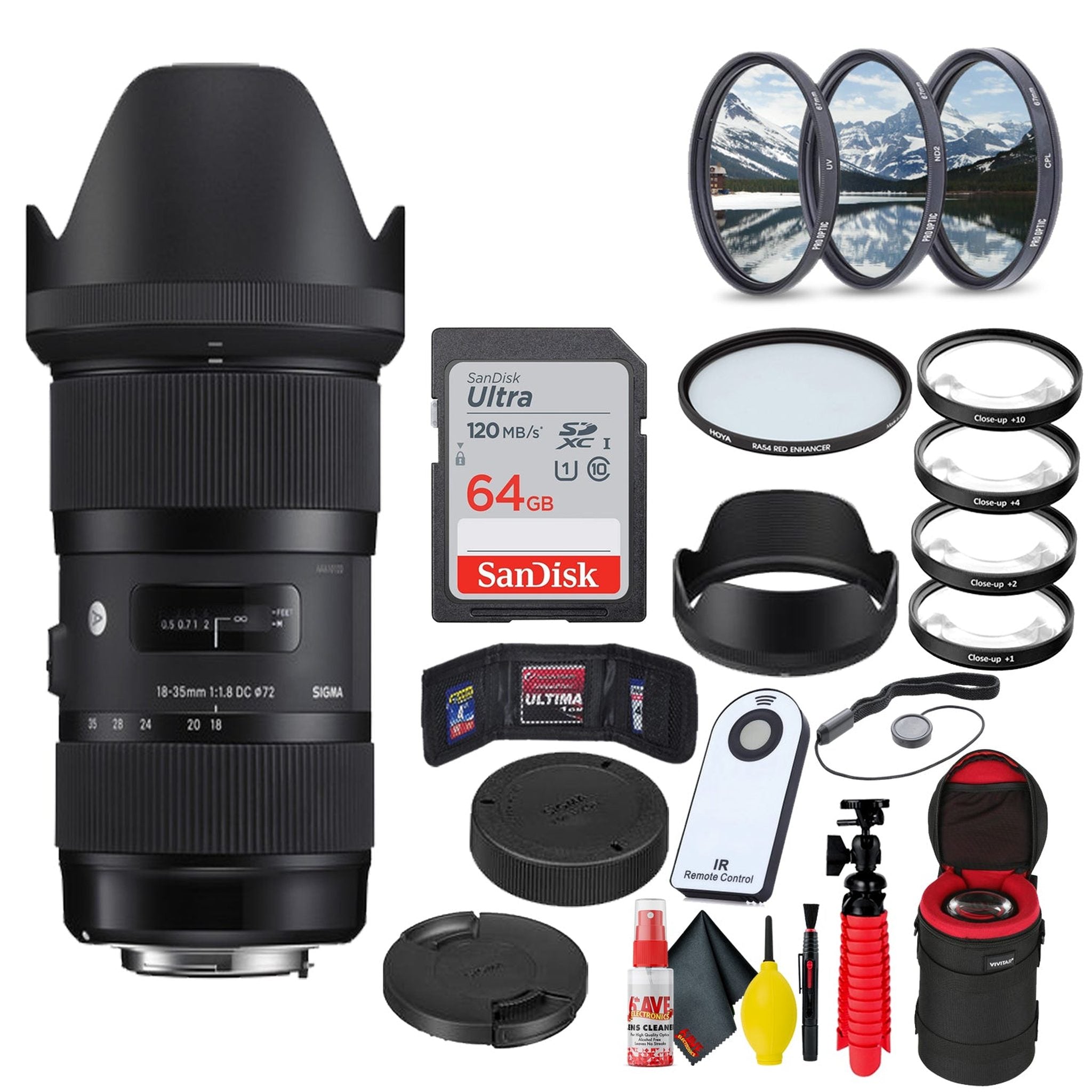 Sigma 18-35mm f/1.8 DC HSM Art Lens for Canon EF + 64GB SD Card Bundle Sigma