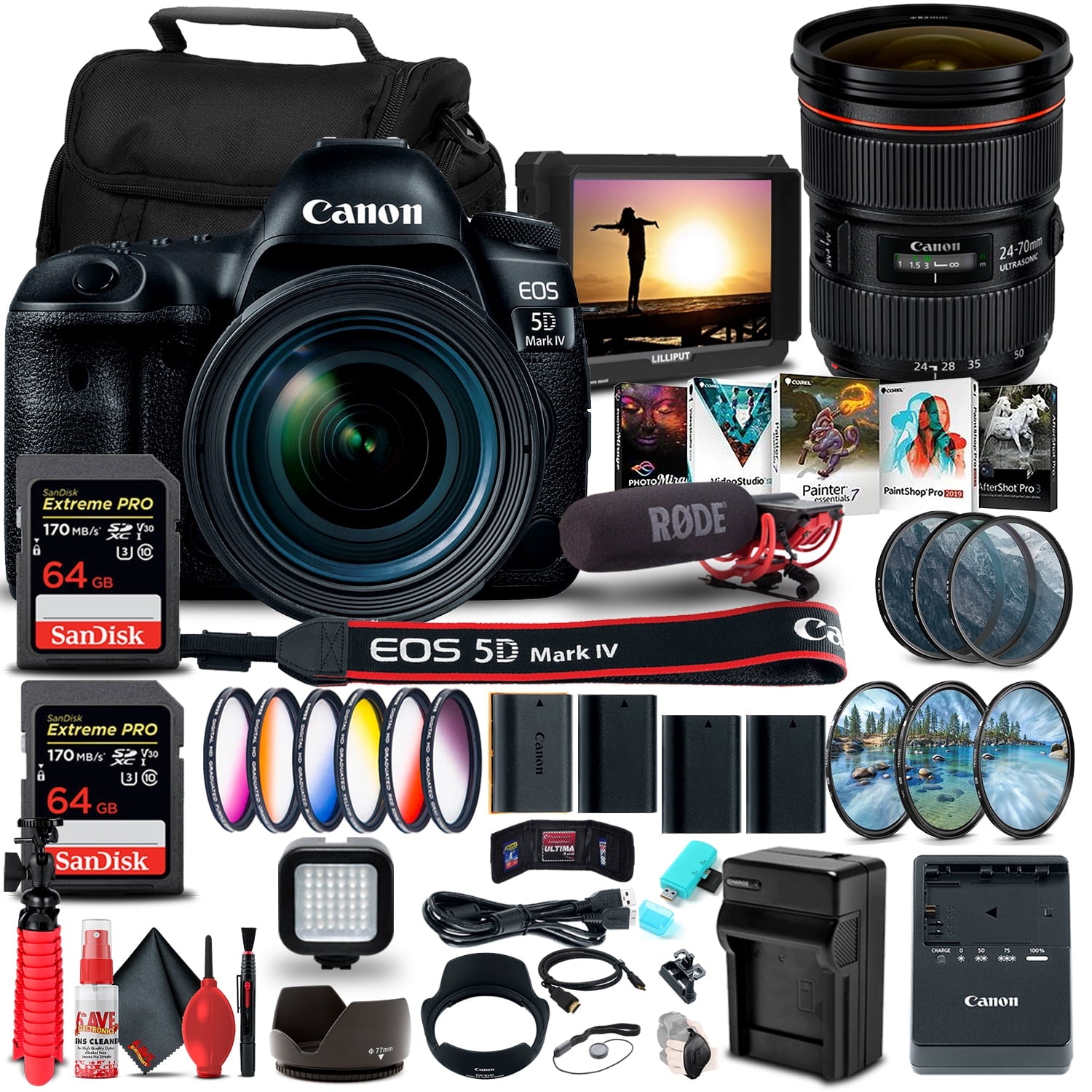 Canon EOS 5D Mark IV DSLR Camera with 24-70mm f/4L Lens 1483C018 Bundle Canon