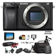 Sony Alpha a6300 Mirrorless Camera Black ILCE6300/B With Soft Bag, Tripod, 2x Extra Batteries, Rode Mic, LED Light, External HD Monitor, 2x 64GB Cards, Card Reader , Plus Essential Accessories Sony