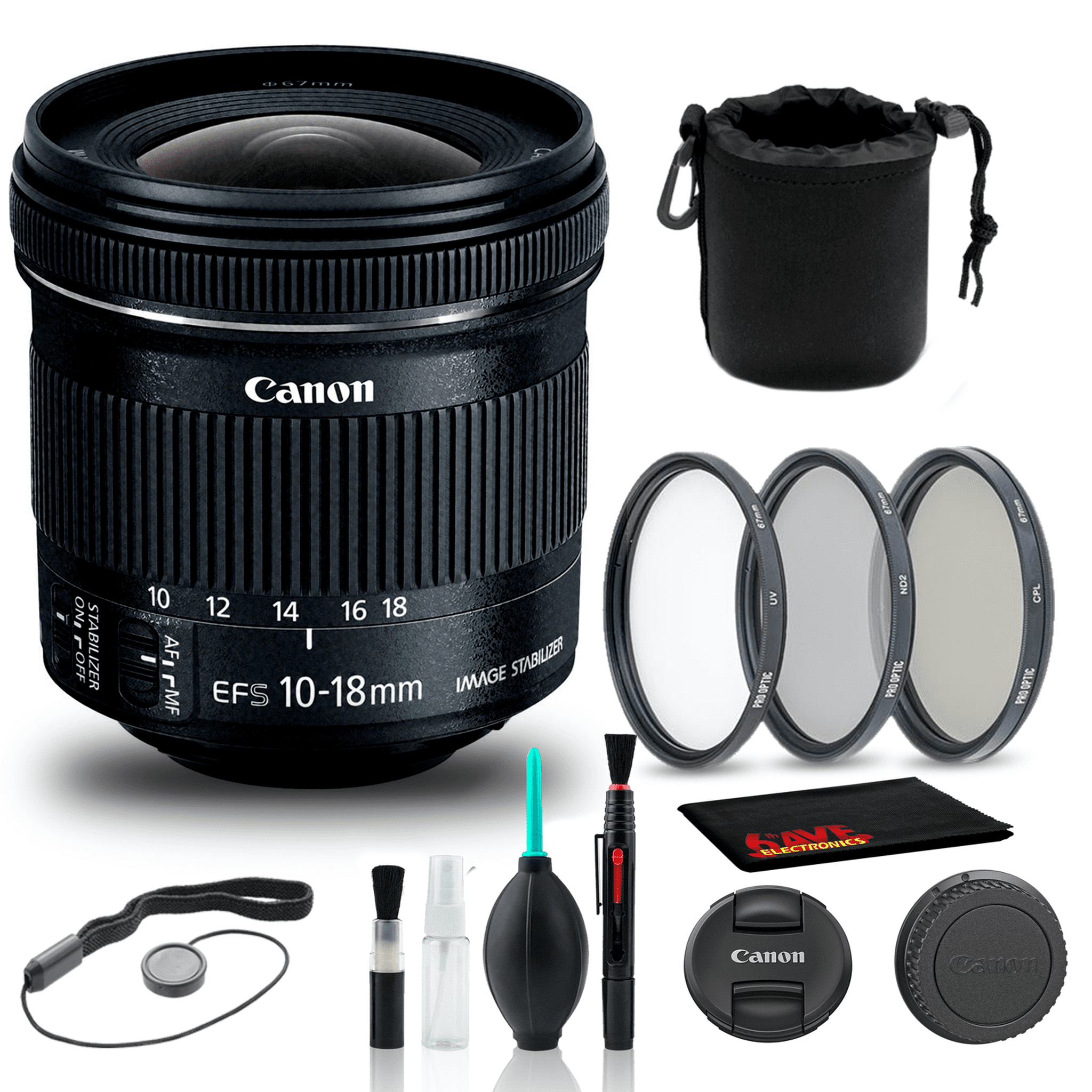 Canon EF-S 10-18mm f/4.5-5.6 IS STM Lens 9519B002 + Filter Kit + More Canon