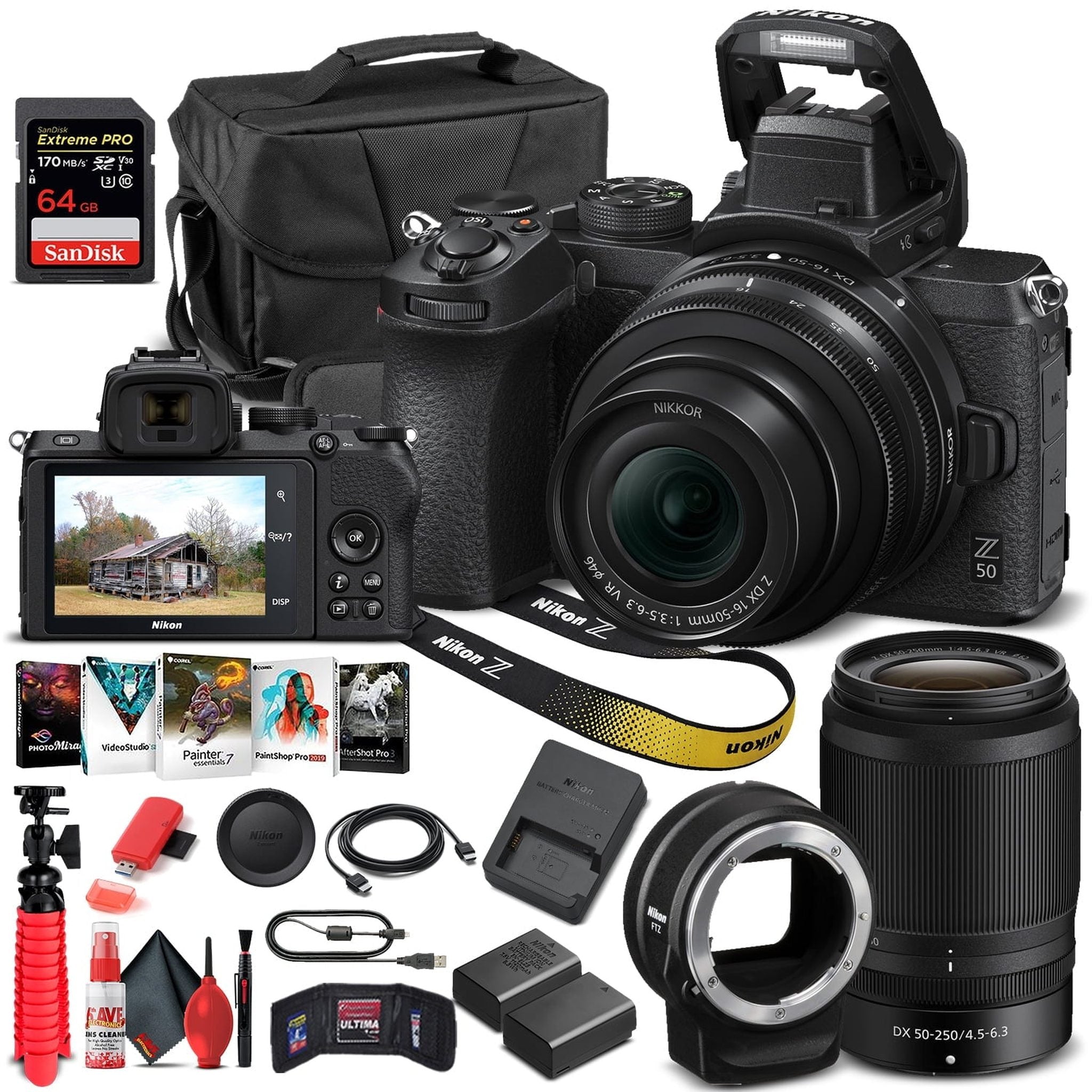 Nikon Z 50 Mirrorless Camera W/16-50mm and Nikon 50-250mm Lenses - Basic Bundle Nikon