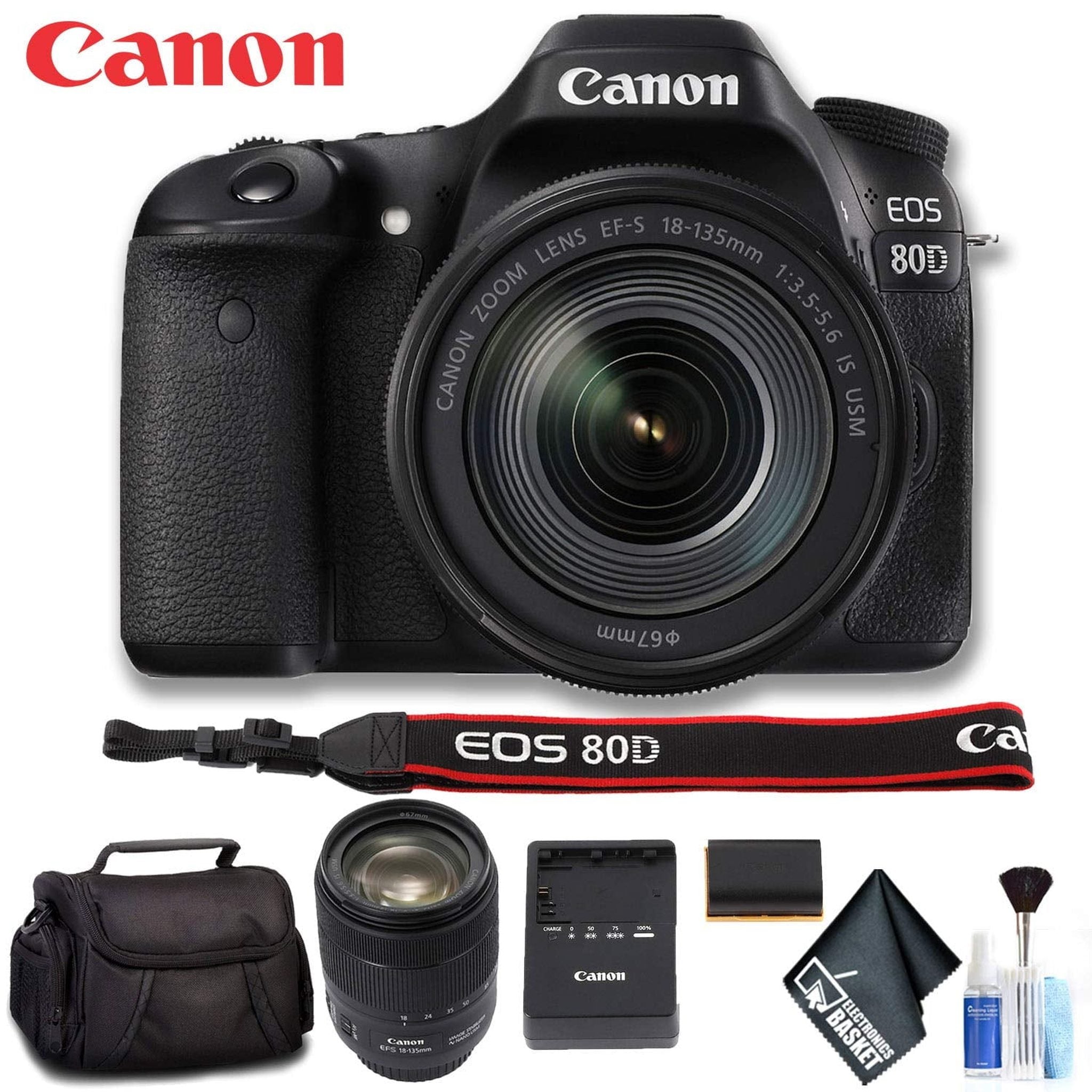 Canon EOS 80D DSLR Camera with 18-135mm Lens Intl Model Standard Bundle Canon