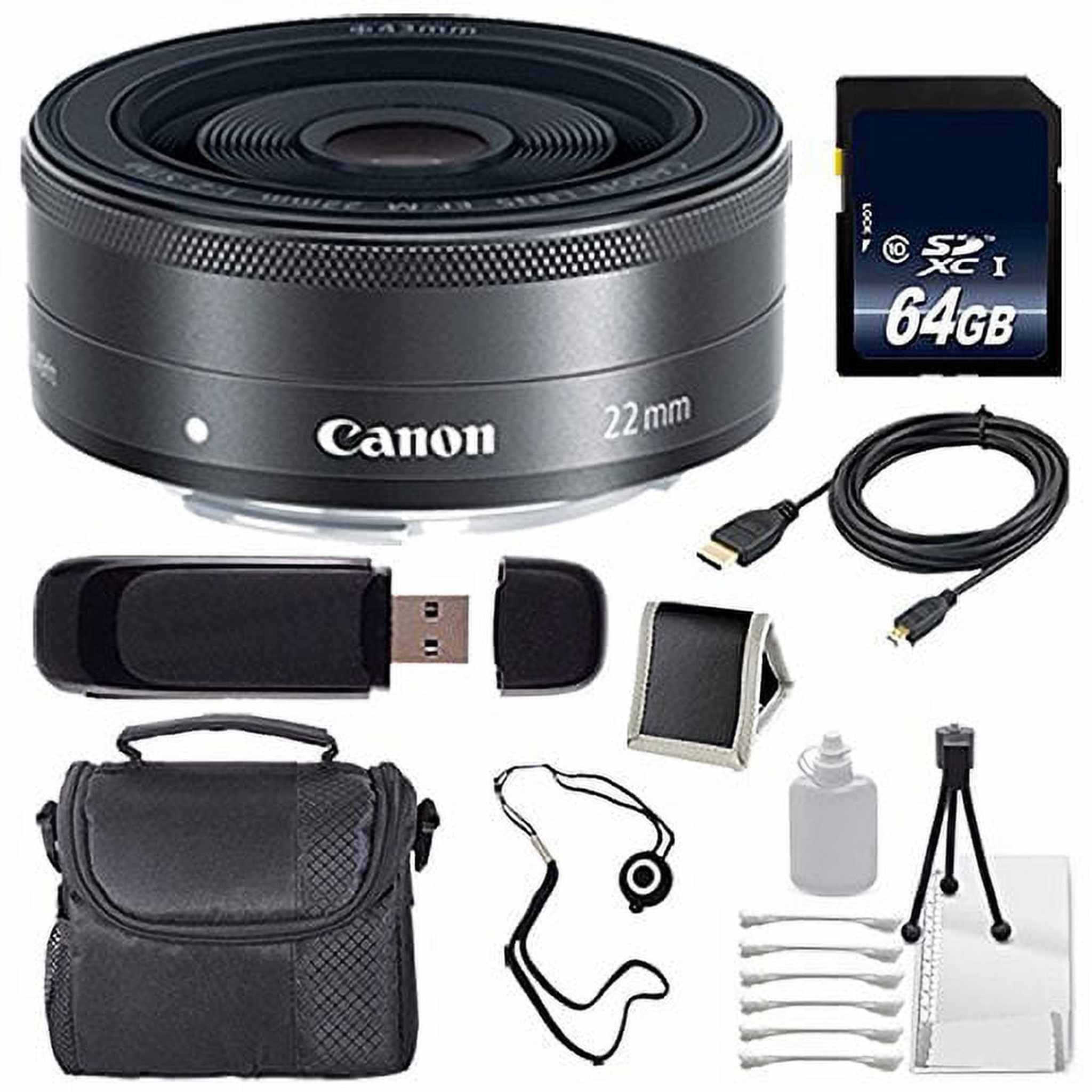 Canon EF-M 22mm f/2 STM Lens + 64GB SDXC Class 10 Memory Card 6AVE Bundle 17 Canon