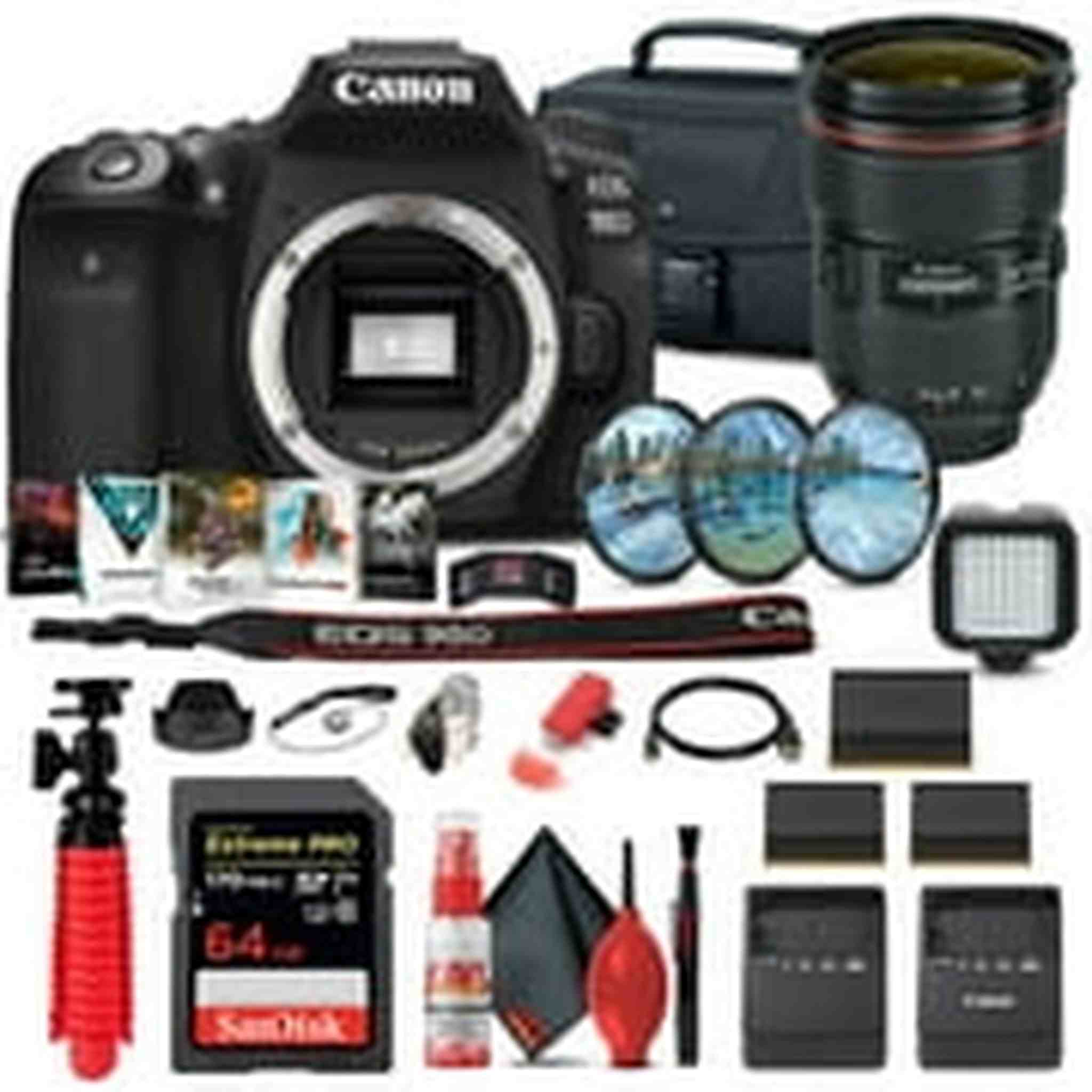 Canon EOS 90D DSLR Camera Body Only 3616C002 + Canon EF 24-70mm Lens + 64GB Canon