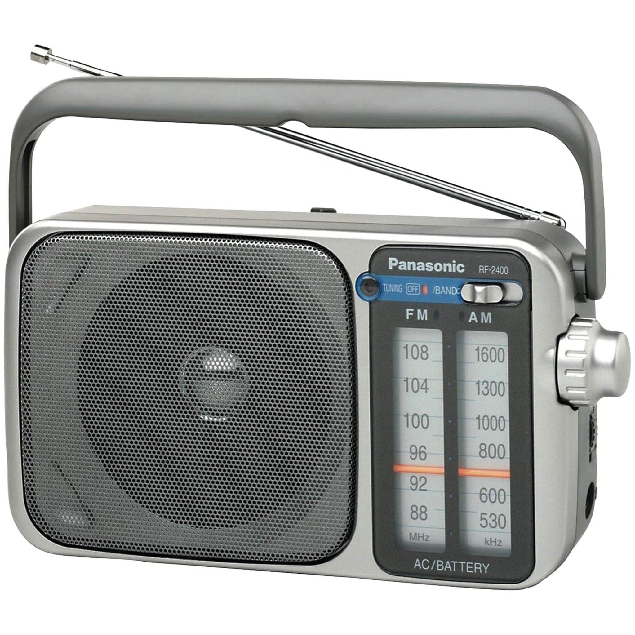 Panasonic Portable AM / FM Radio, Battery Operated Analog Radio, AC Powered, Silver RF-2400D Panasonic