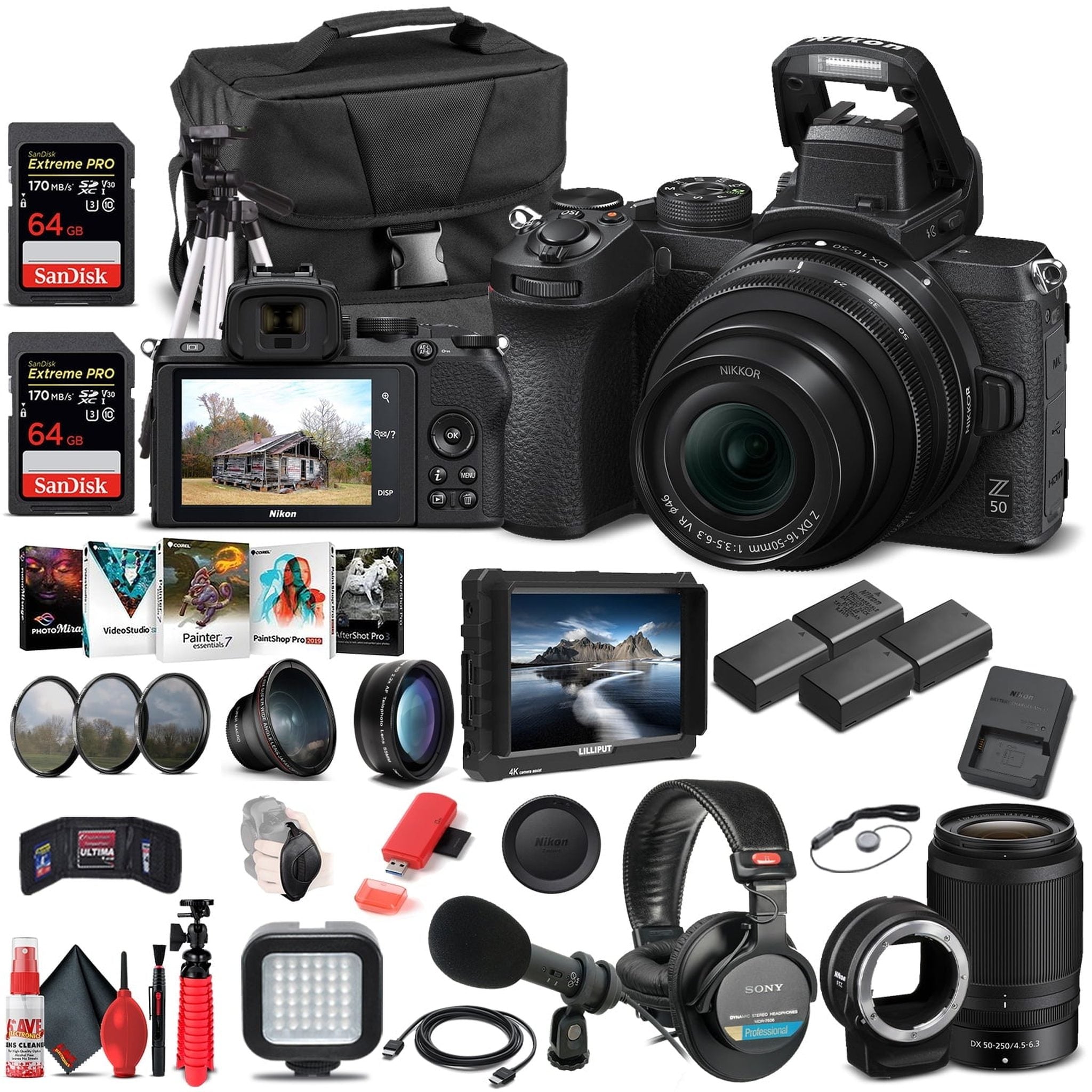 Nikon Z 50 Mirrorless Camera W/16-50mm and Nikon 50-250mm Lenses - Pro Bundle Nikon