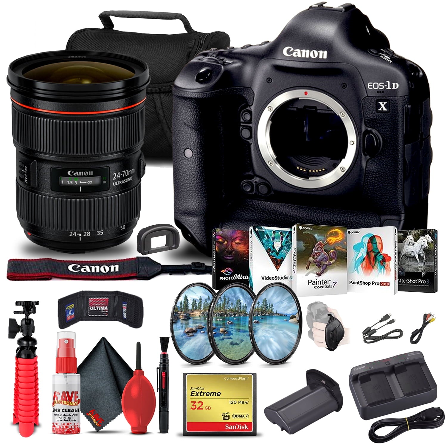 Canon EOS-1D X DSLR Camera Body Only + Canon Lens Video Bundle Canon