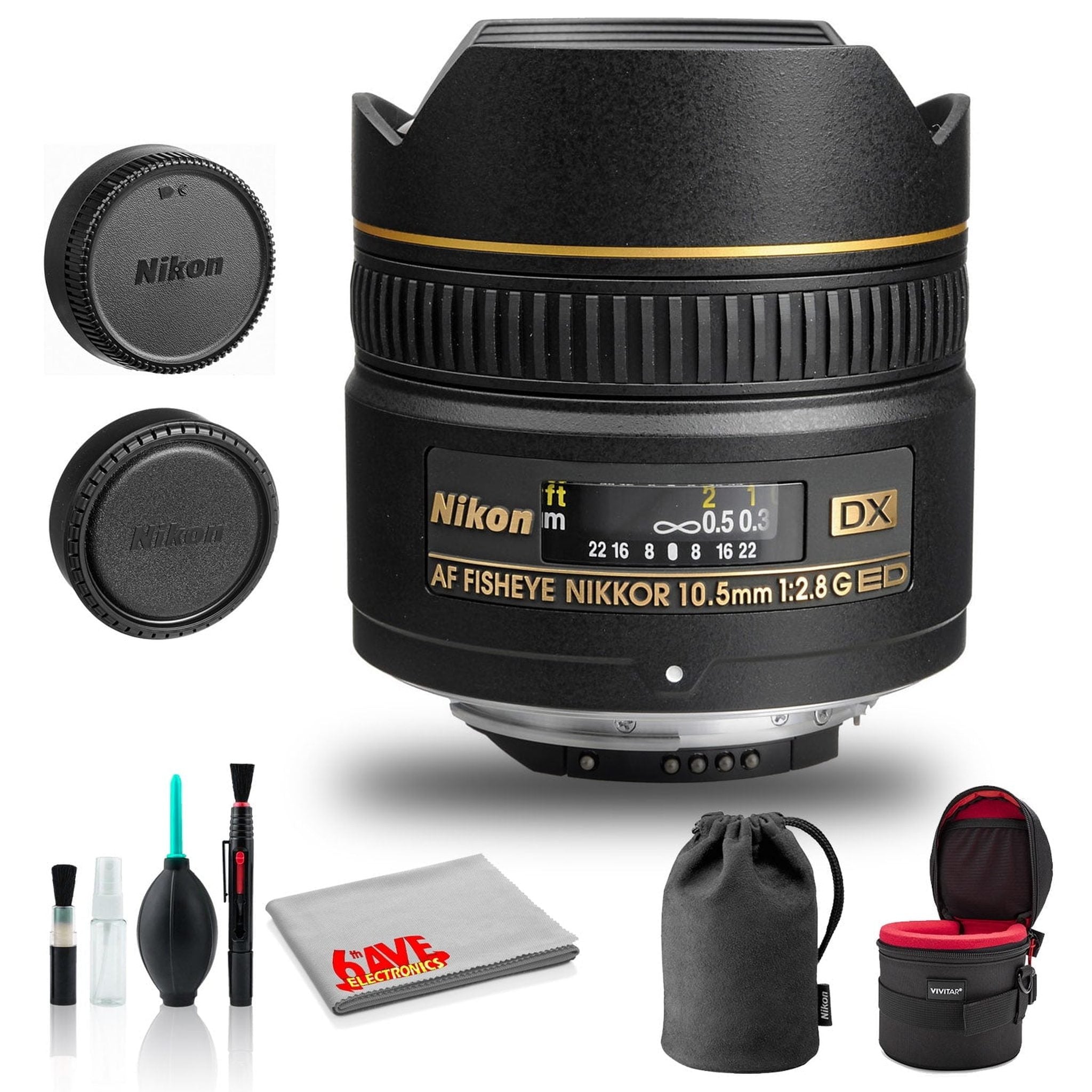 Nikon AF DX Fisheye-NIKKOR 10.5mm f/2.8G ED Lens INTL Model with Padded Case Bundle Nikon