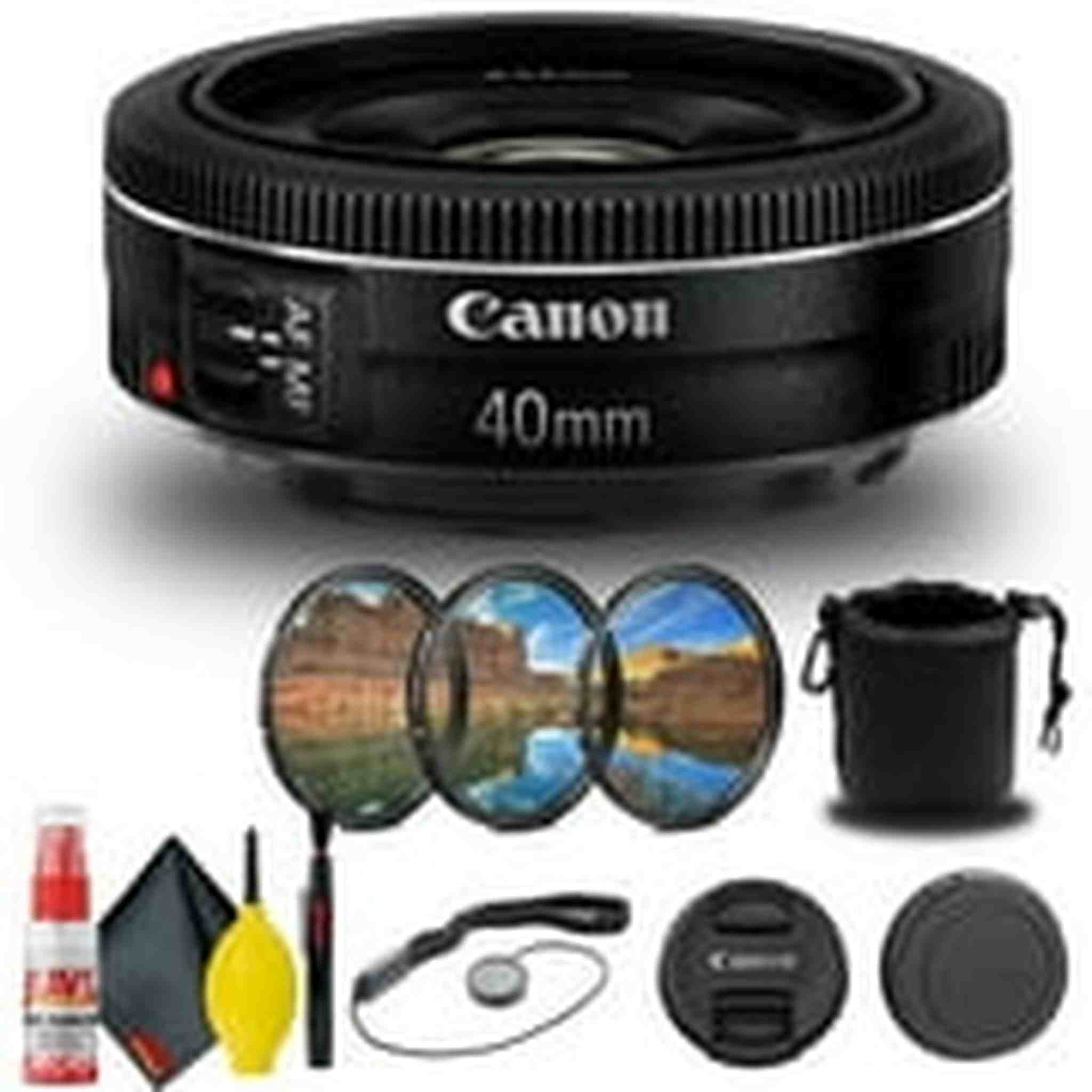 Canon EF 40mm f/2.8 STM Lens 6310B002 + Filter Kit + Lens Pouch Base Bundle Canon