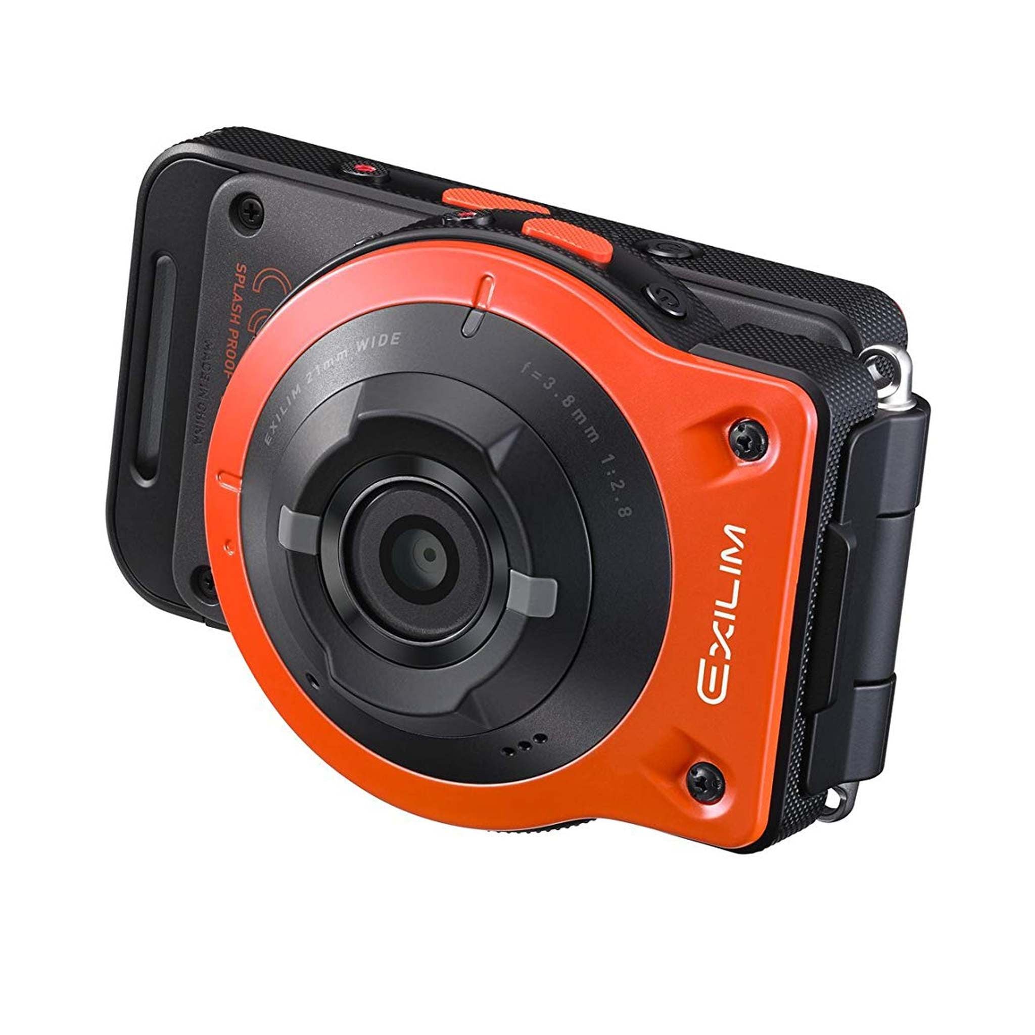 CASIO EX-FR10 EXILIM Digital Action Camera 14.1 MP - Orange - 64GB MicroSD - Case - Cleaning Kit - Tripod - Monopod 70