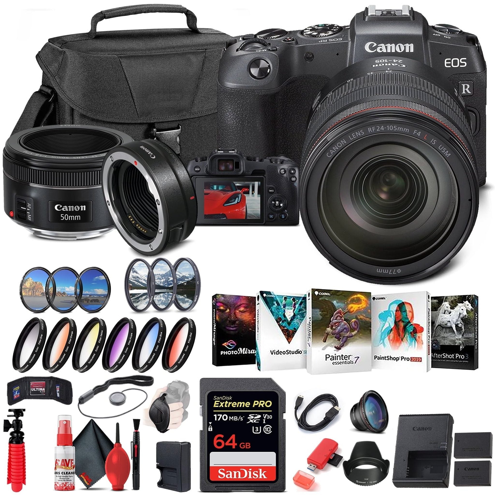 Canon EOS RP Mirrorless Camera with 24-105mm Lens 3380C012 + Canon EF Storage Bundle Canon