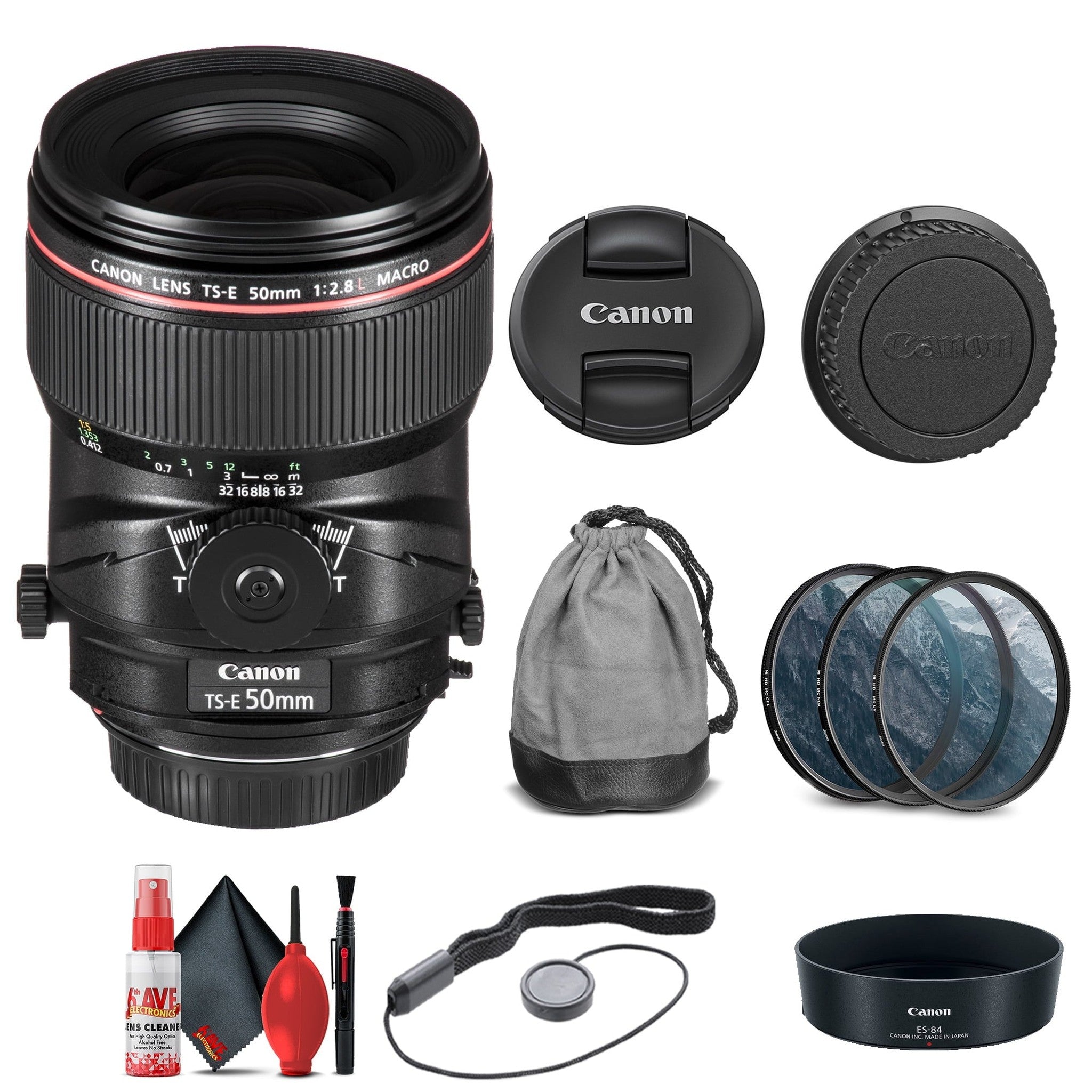 Canon TS-E 50mm f/2.8L Macro Tilt-Shift Lens 2273C002 + Filter Kit Base Bundle Canon