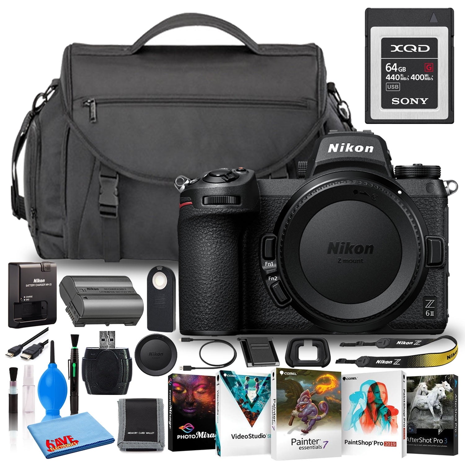 Nikon Z 6II Mirrorless Camera Body Only International 64GB XQD Basic Bundle Nikon