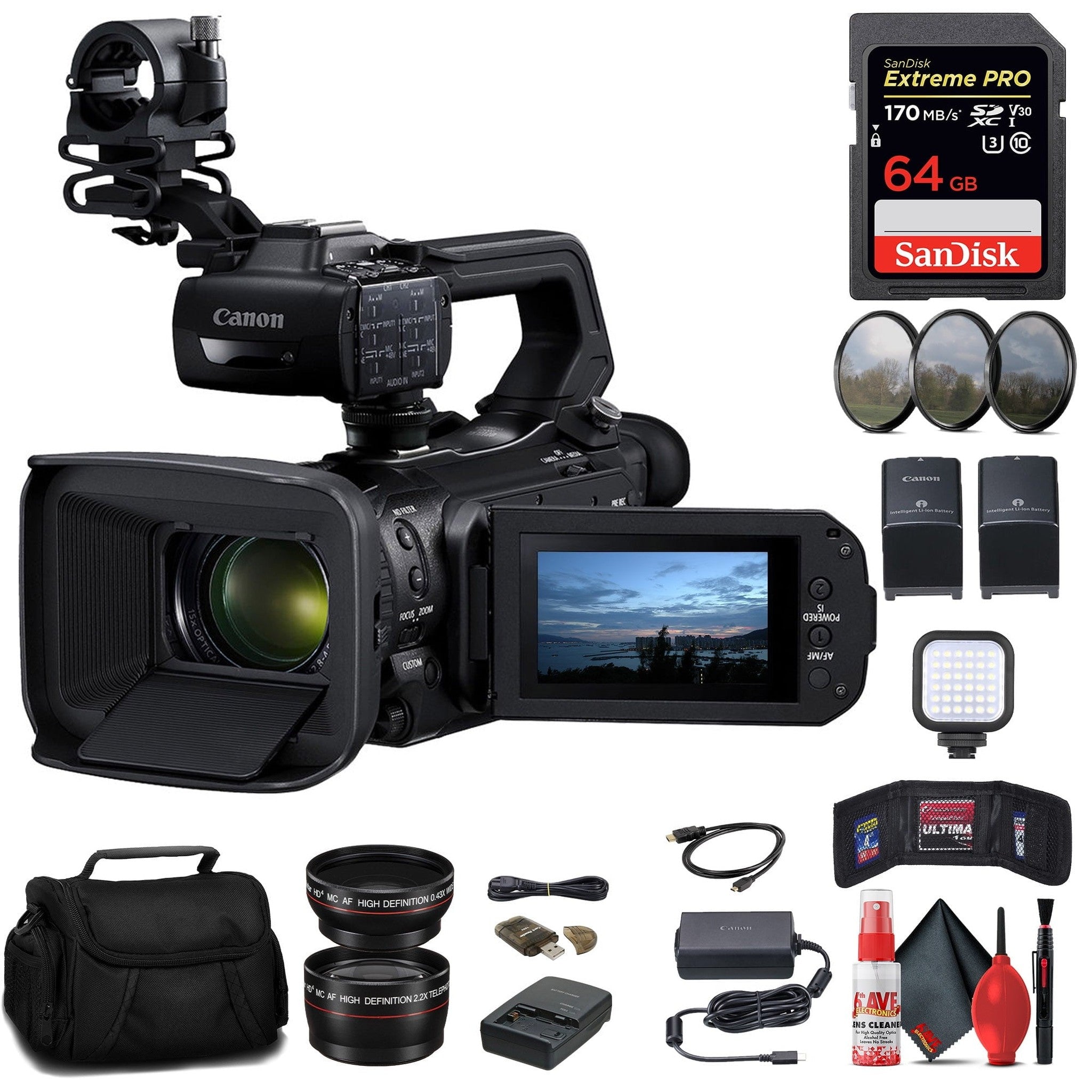 Canon XA70 UHD 4K30 Camcorder with Dual-Pixel Autofocus + 64GB Memory Card Starter Bundle Canon