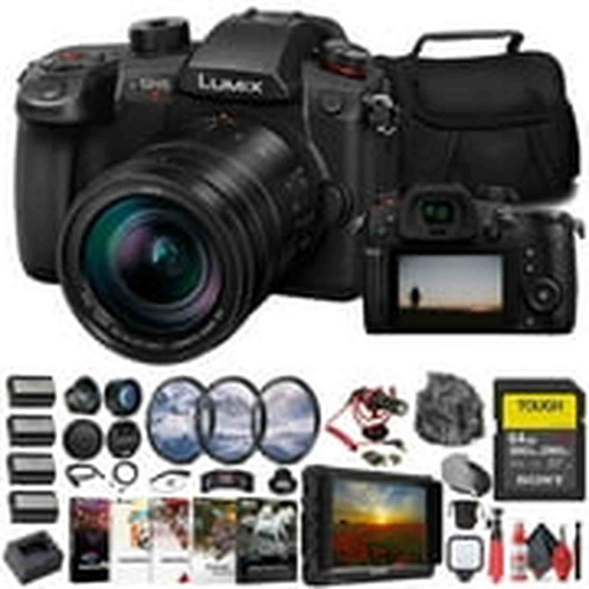 Panasonic Lumix GH5 II Mirrorless Camera W/ 12-60mm Lens + 4K Monitor + 64GB + More Panasonic