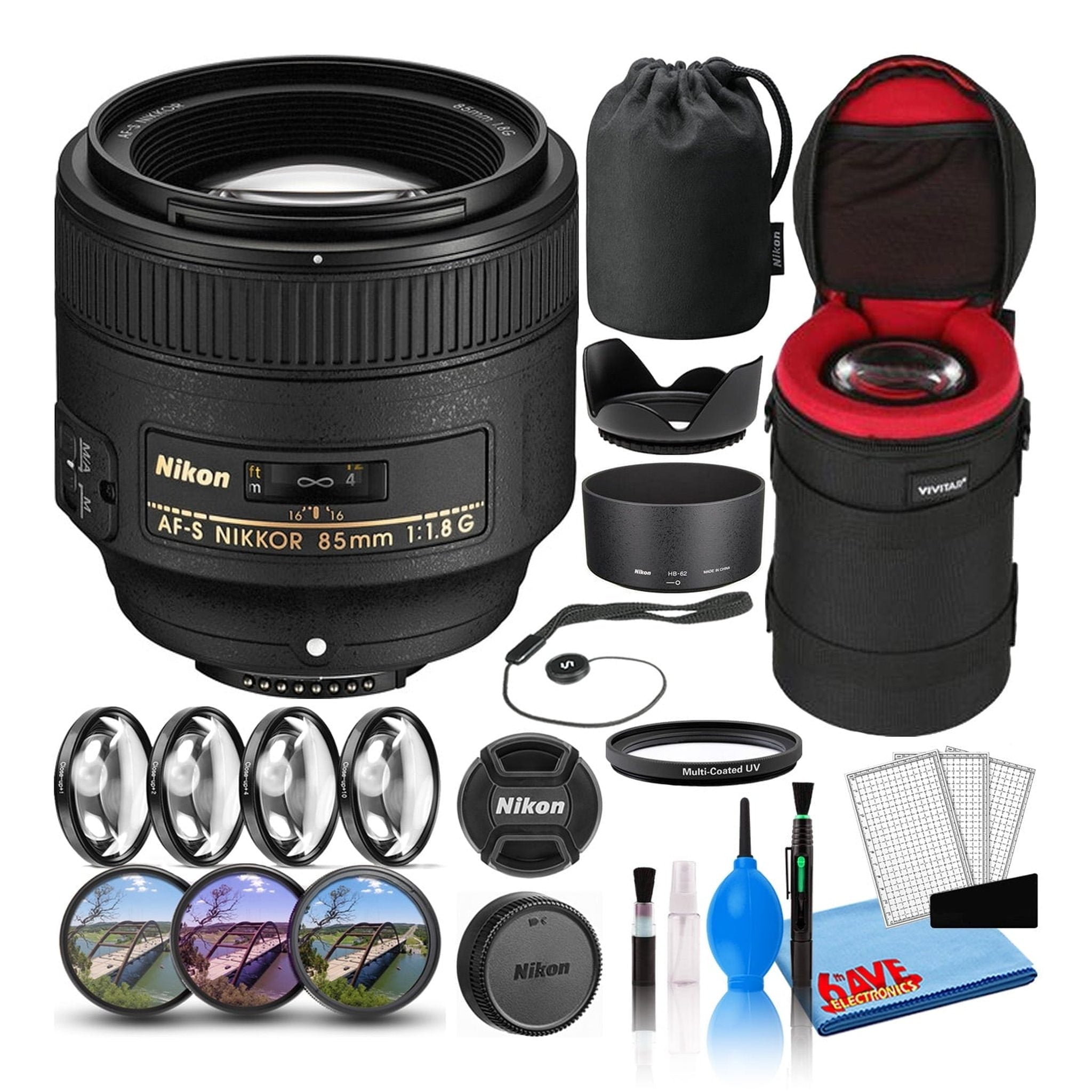 Nikon AF-S 85mm f/1.8G Short Prime Lens 2201 Intl Model Bundle Nikon