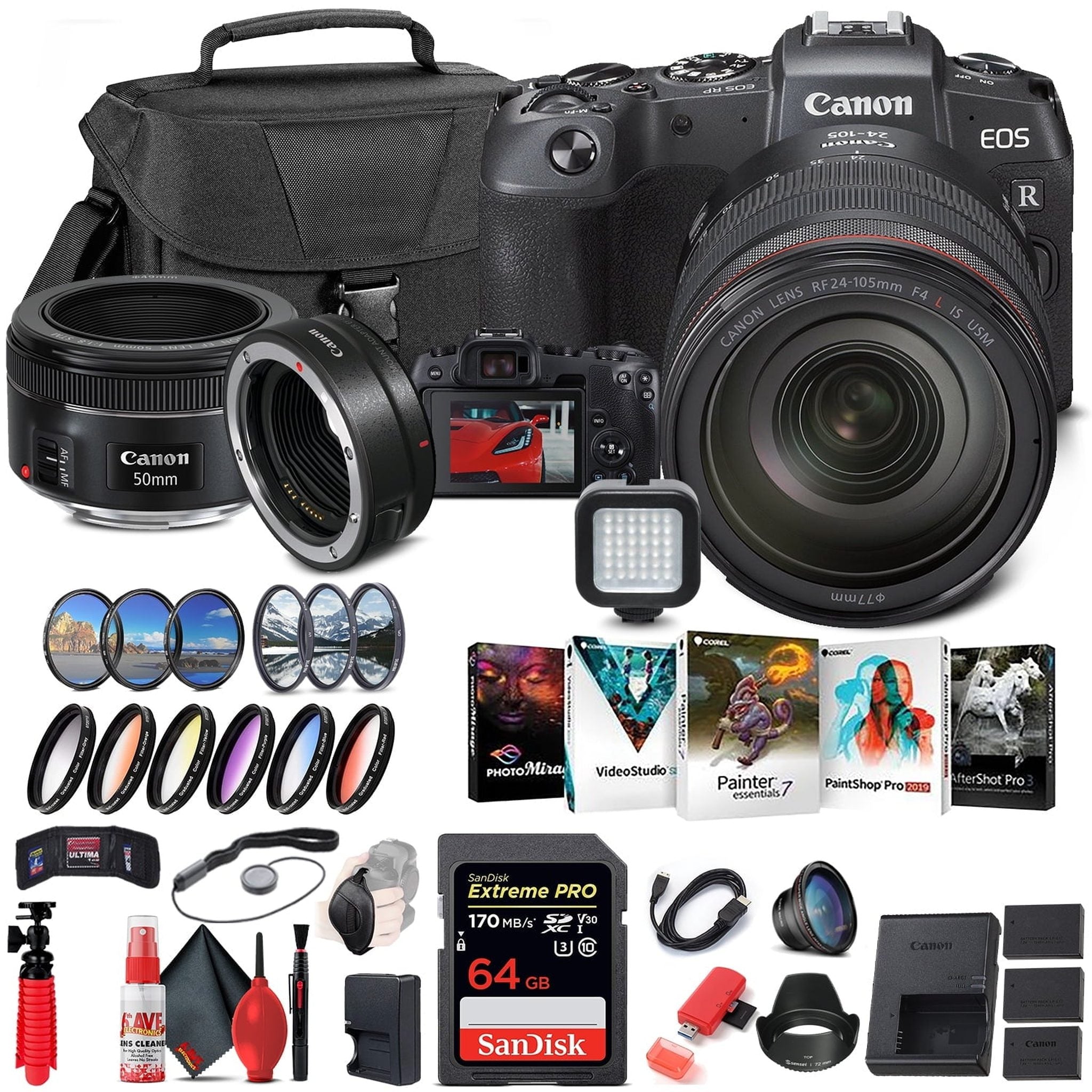 Canon EOS RP Mirrorless Camera with 24-105mm Lens 3380C012 + Canon EF Tripod Bundle Canon